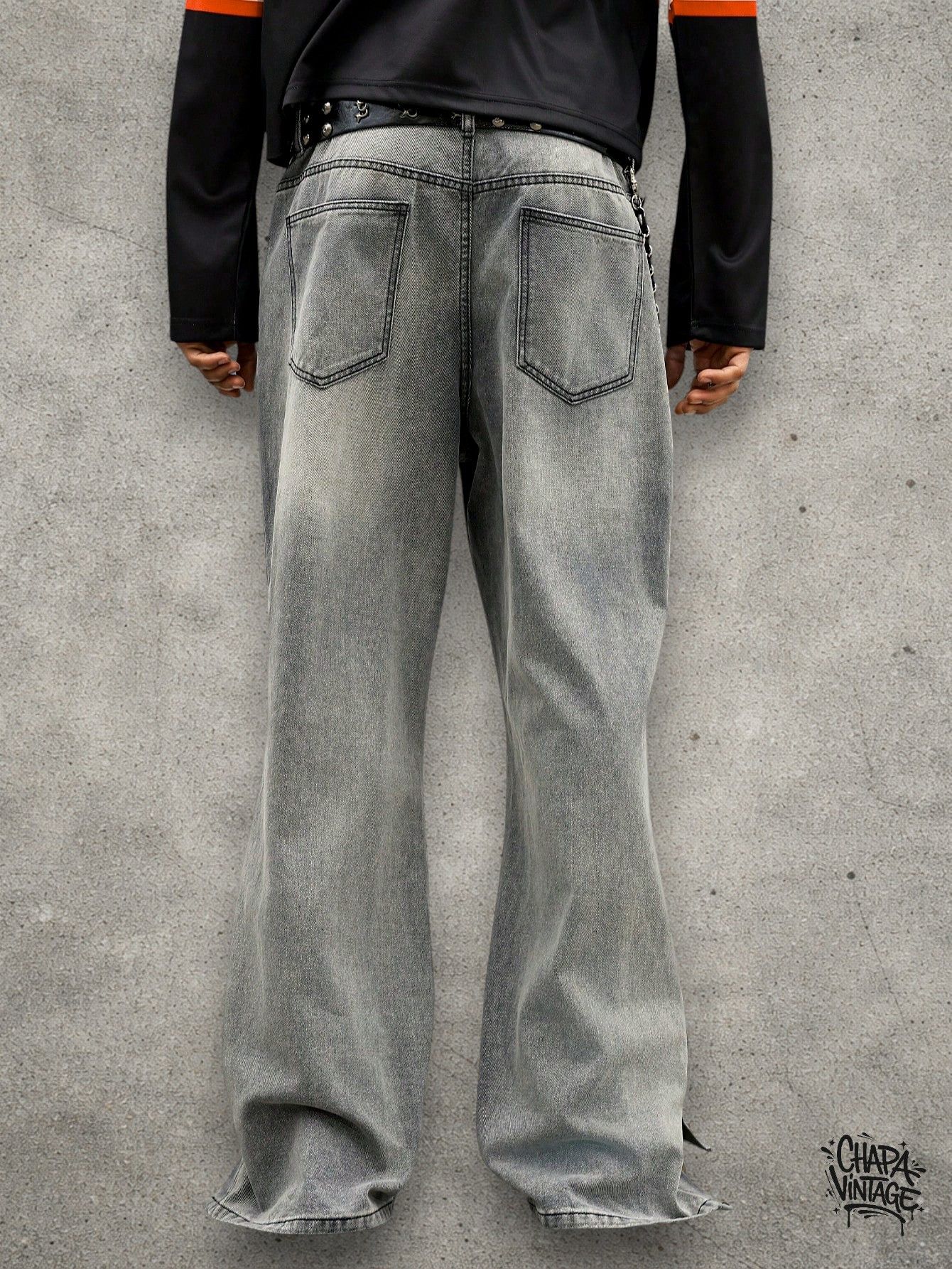 Vintage Wide leg light gray jeans Size US 32 / EU 48 - 4 Thumbnail