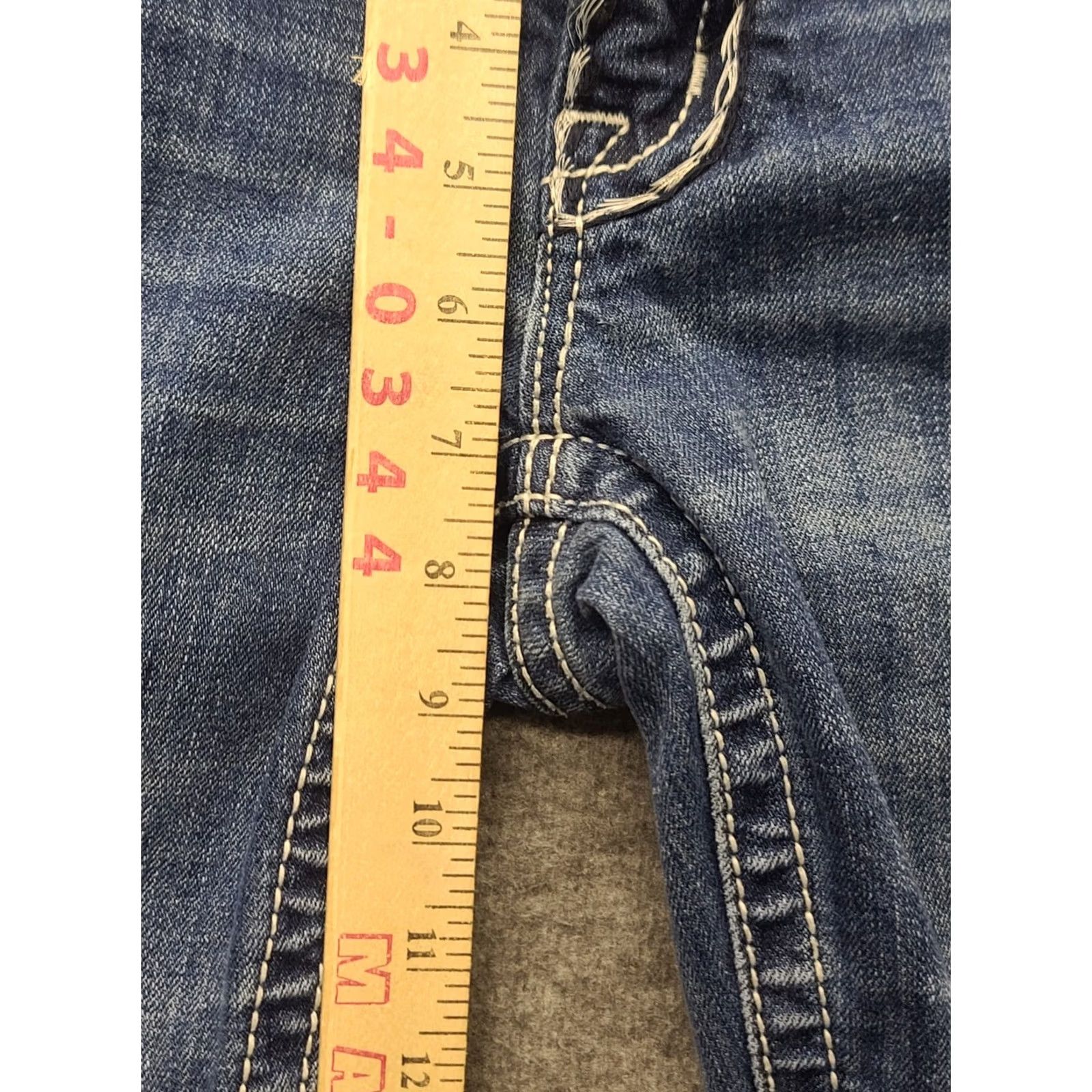 Miss Me Miss Me Jeans 28x28 Jeans Regular 28 Blue Embroidered Rhinestone Embellished Mid Rise Bootcut Denim Womens - 5-Pocket Style Western 28in Inseam XS? Size 28" / US 6 / IT 42 - 5 Thumbnail