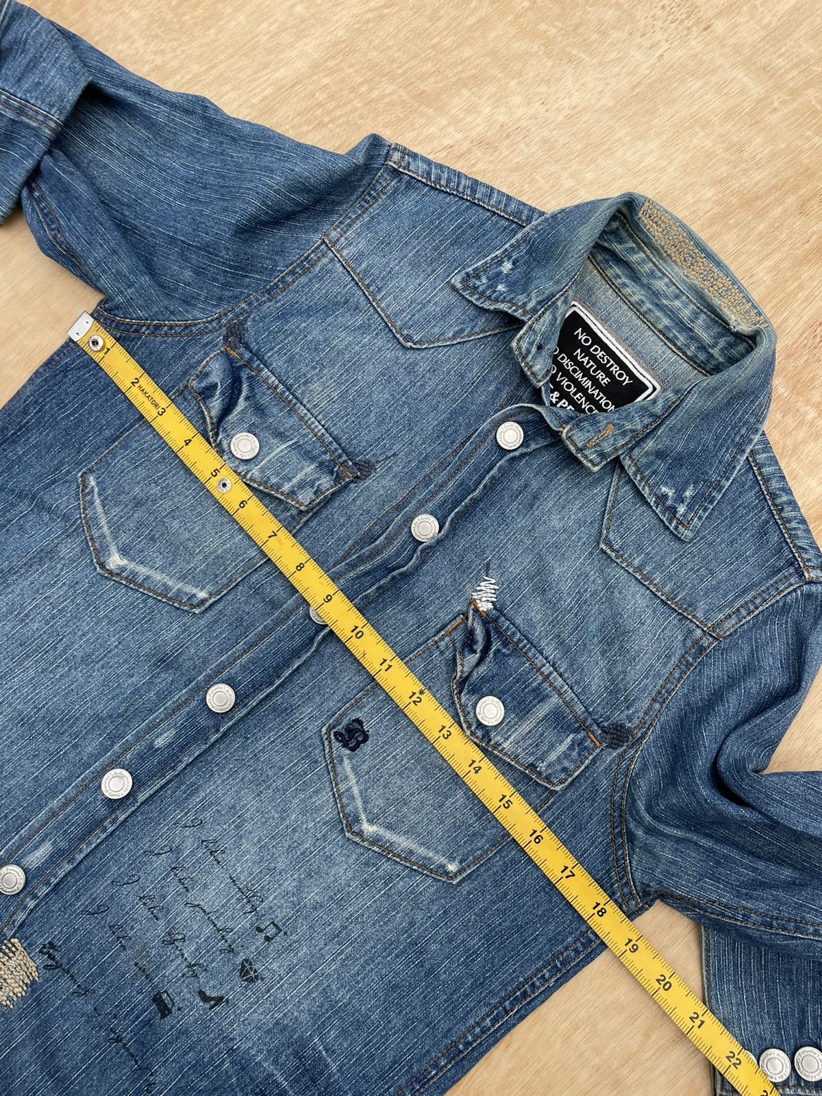 If Six Was Nine × Japanese Brand × Le Grande Bleu (L.G.B.) Japanese Love & Peace Distressed Denim shirt Size US S / EU 44-46 / 1 - 10 Thumbnail