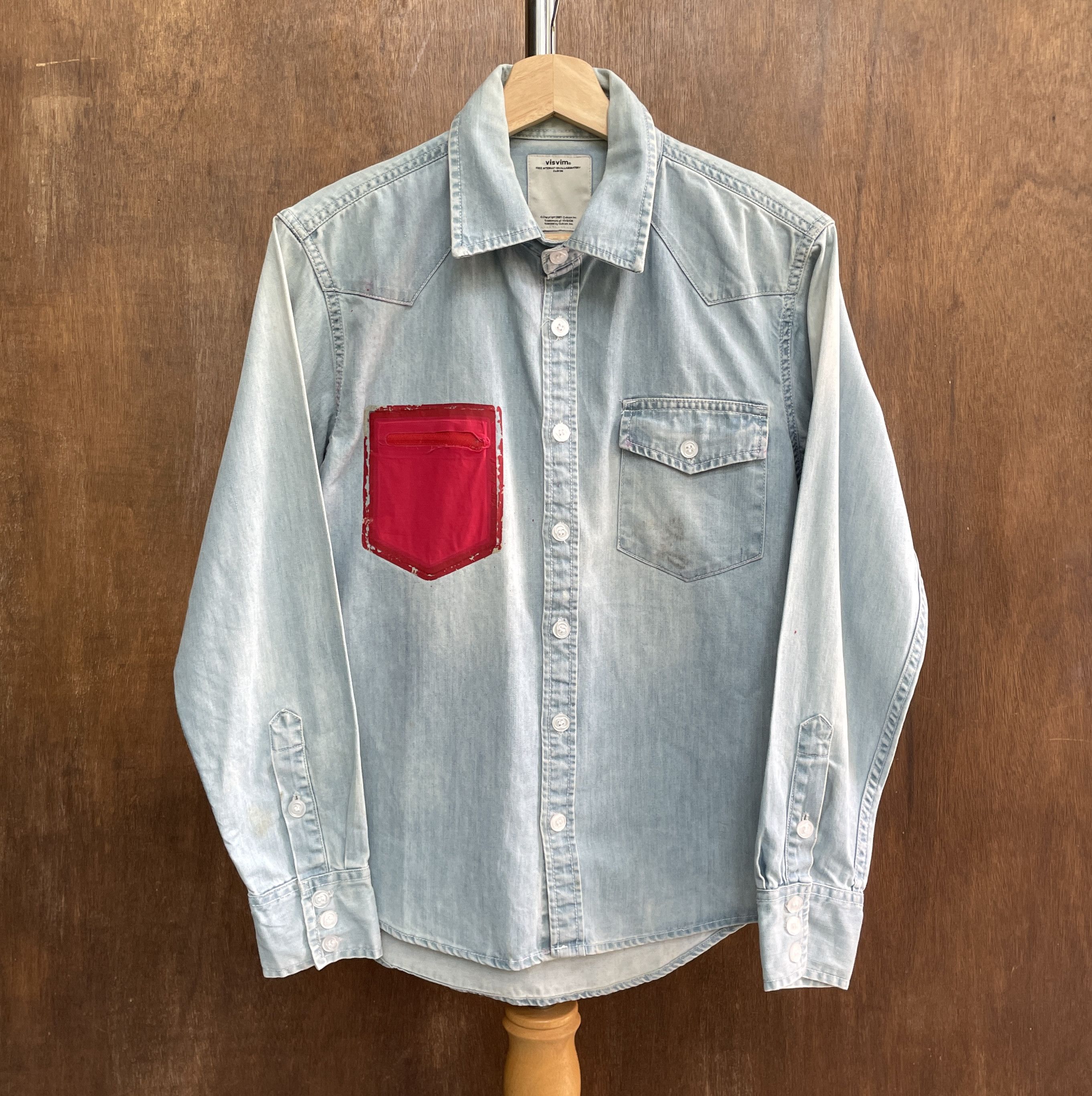 Visvim Visvim Western Shirt with Red Fabric Patch Size US S / EU 44-46 / 1 - 1 Thumbnail
