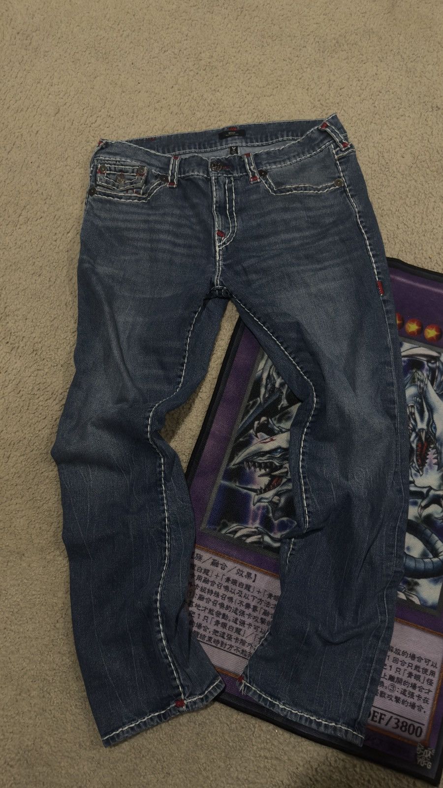 True Religion × Vintage True Religion jeans white stitch with hint of red Size US 38 / EU 54 - 5 Thumbnail
