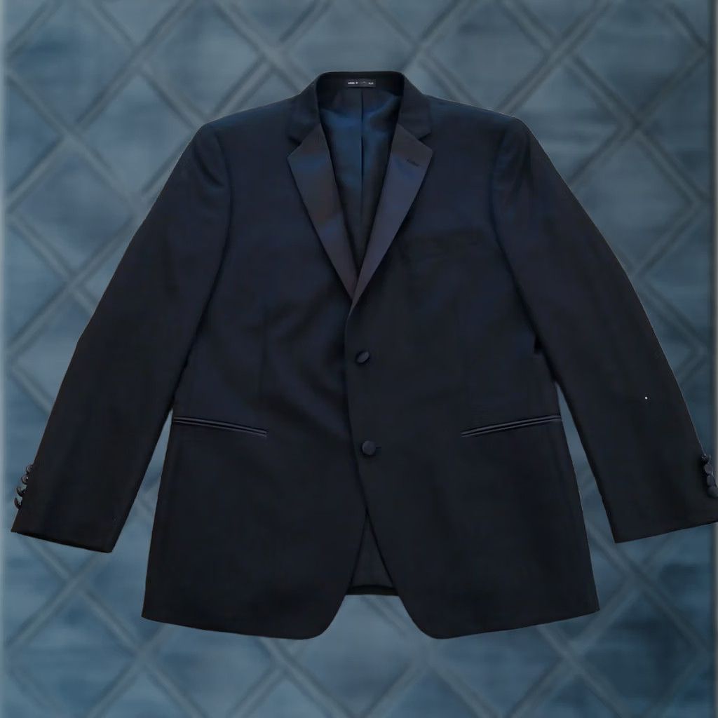 Ike Behar Ike Behar Tuxedo Shirt Mens 42 Black Wool Two Button Double Vent Size 42R - 1 Thumbnail