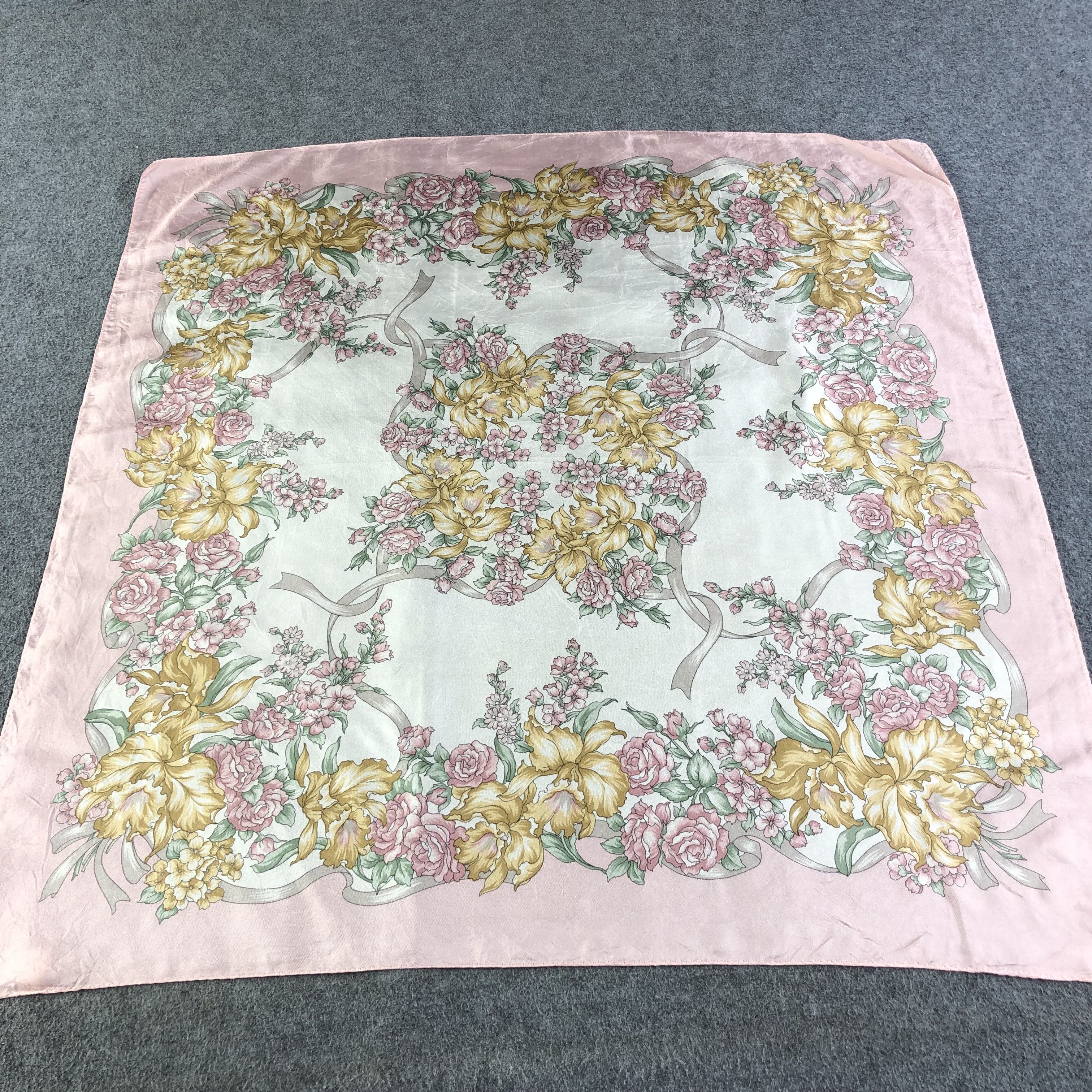 Japanese Brand Luxury Floral Silk Scarf M518 Size ONE SIZE - 1 Thumbnail