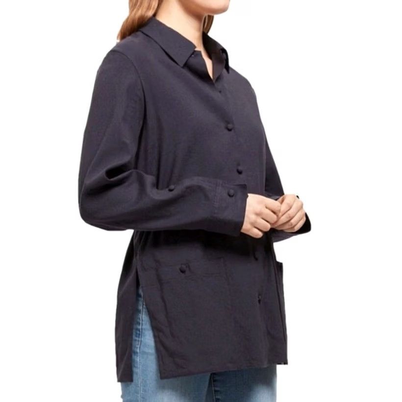 Theory VINTAGE Theory Linen Blend Shirt Jacket Tunic Dark Navy Minimalist Button Up Women’s M Size M / US 6-8 / IT 42-44 - 2 Thumbnail