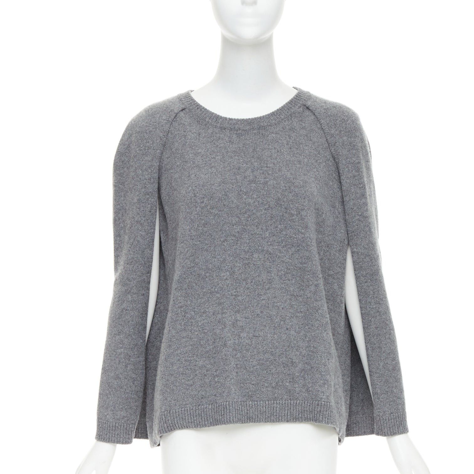 Valentino VALENTINO 100% cashmere grey cape back pullover sweater L Size M / US 6-8 / IT 42-44 - 1 Thumbnail