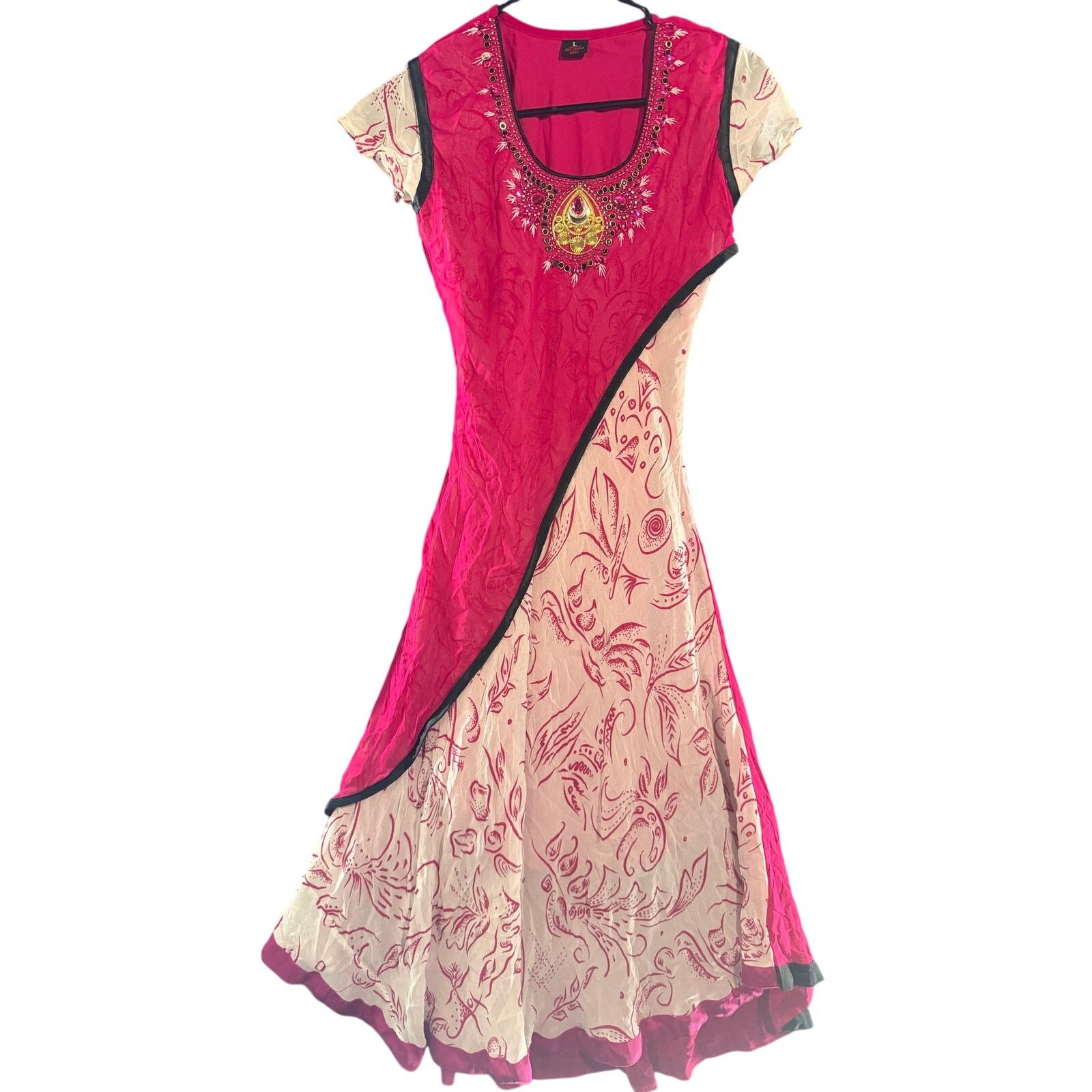 Other TARUNI INDIAN ETHNIC JEWELS PINK & WHITE BLING DRESS SZ L Size L / US 10 / IT 46 - 2 Thumbnail