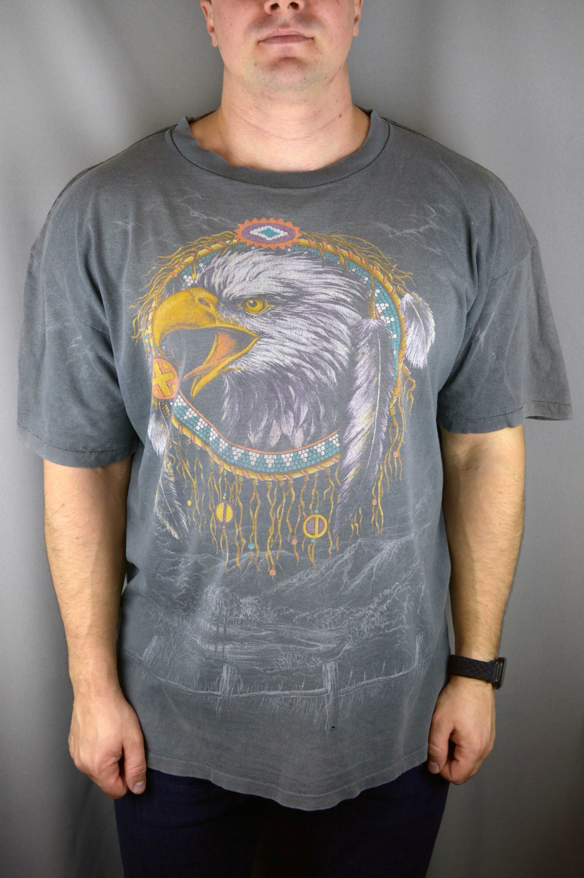 Vintage Vintage 3D emblem Eagle American Native t shirt Size US XXL / EU 58 / 5 - 1 Thumbnail