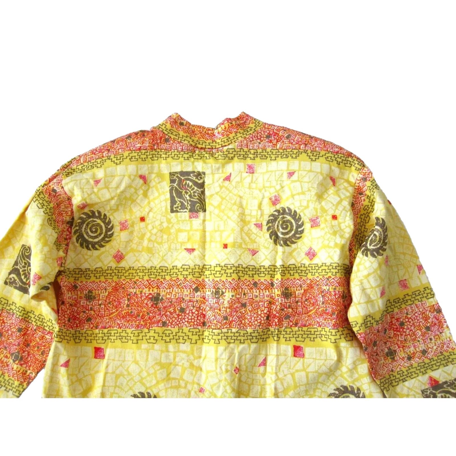 Pinko VINTAGE Teaze Blouse Shirt M-L Mock Neck Long Sleeve Top Womens Tunic Yellow 90s NWT Sunwear Geometric Cotton 80s Style Size M / US 6-8 / IT 42-44 - 6 Thumbnail
