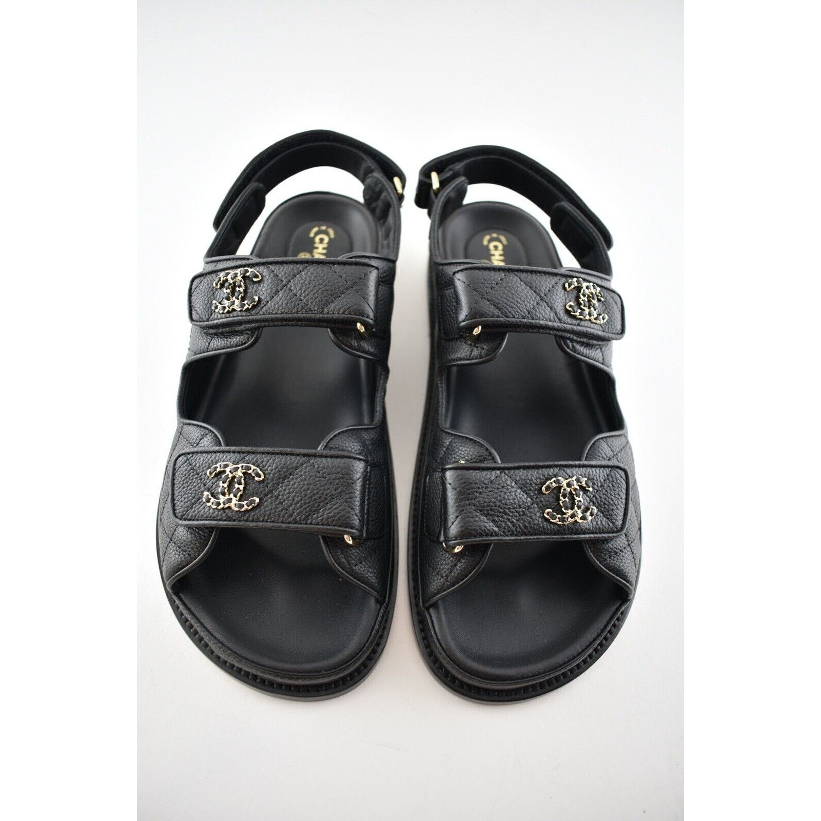 Chanel Chanel 21C Black Caviar Gold CC Logo Mule Slide Strap Flat Size US 9 / IT 39 - 7 Thumbnail