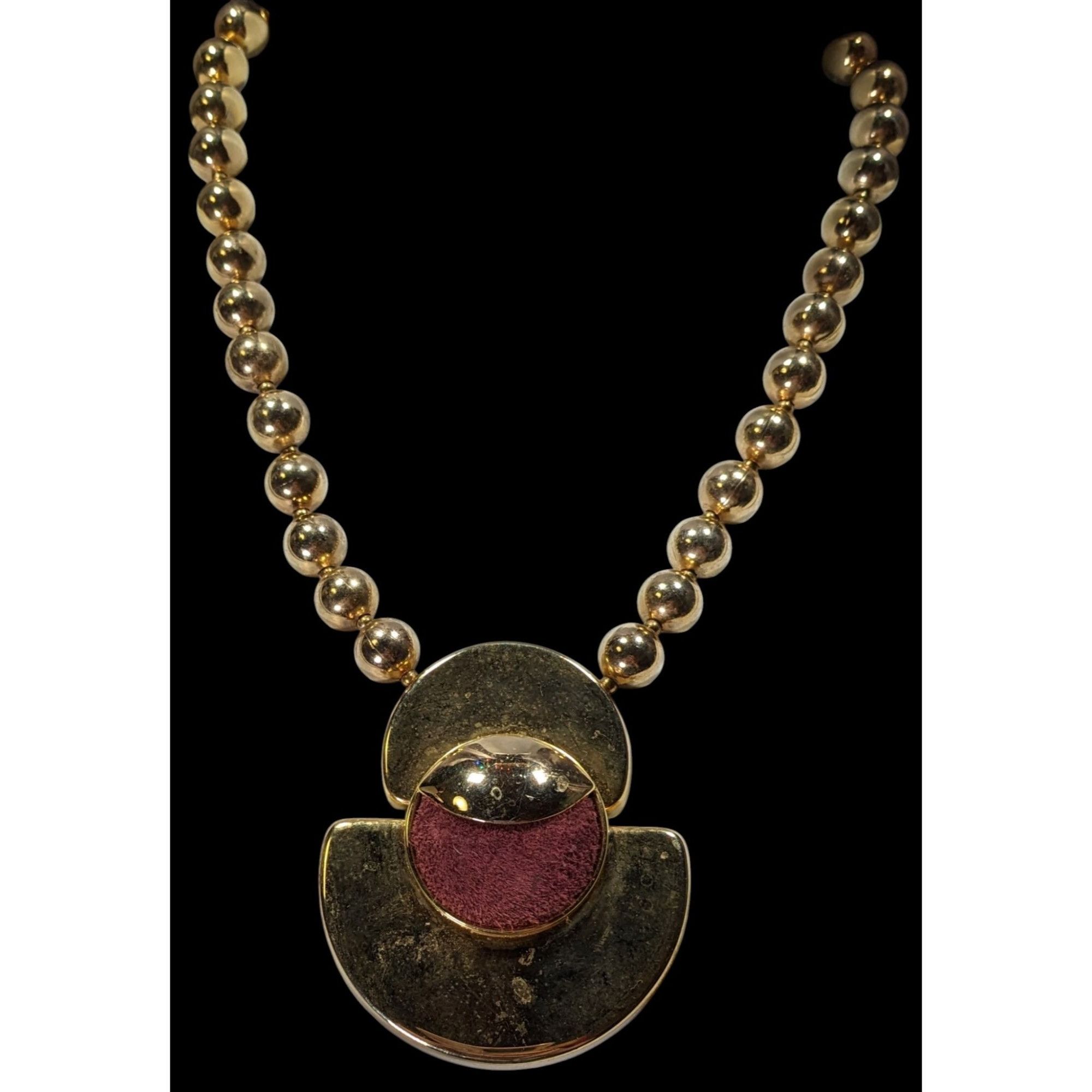 Other Vintage Retro Chunky Gold-Tone Beaded Necklace With Bold Pen Size ONE SIZE - 2 Thumbnail