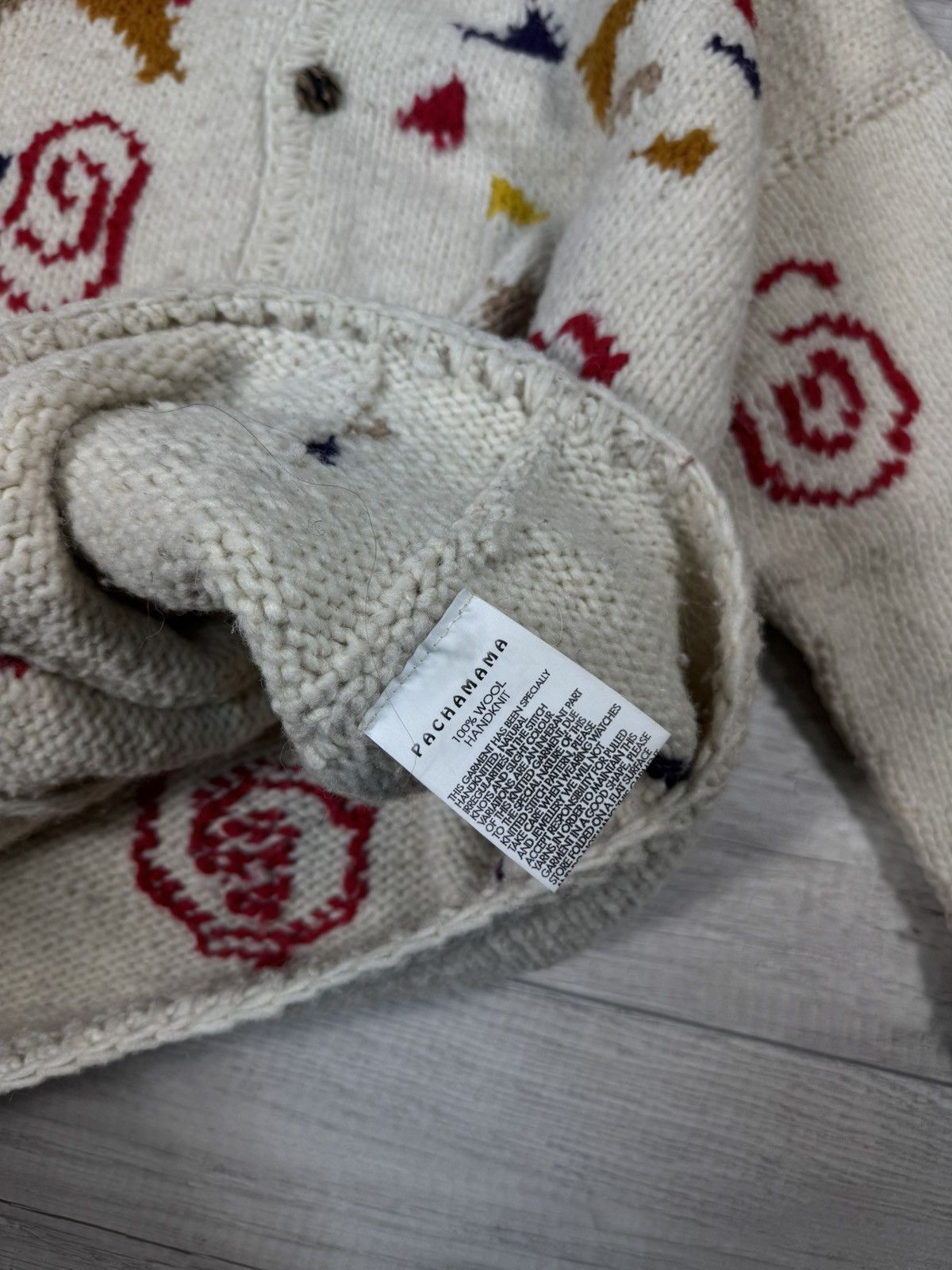 Handmade Pachamama Vintage Handmade Knitted Wool Patterned Cardigan Size US L / EU 52-54 / 3 - 8 Thumbnail