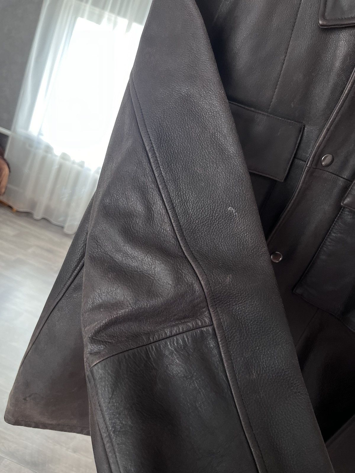 Gap 00s Gap Distressed Brown Button Leather Jacket Size US L / EU 52-54 / 3 - 14 Thumbnail