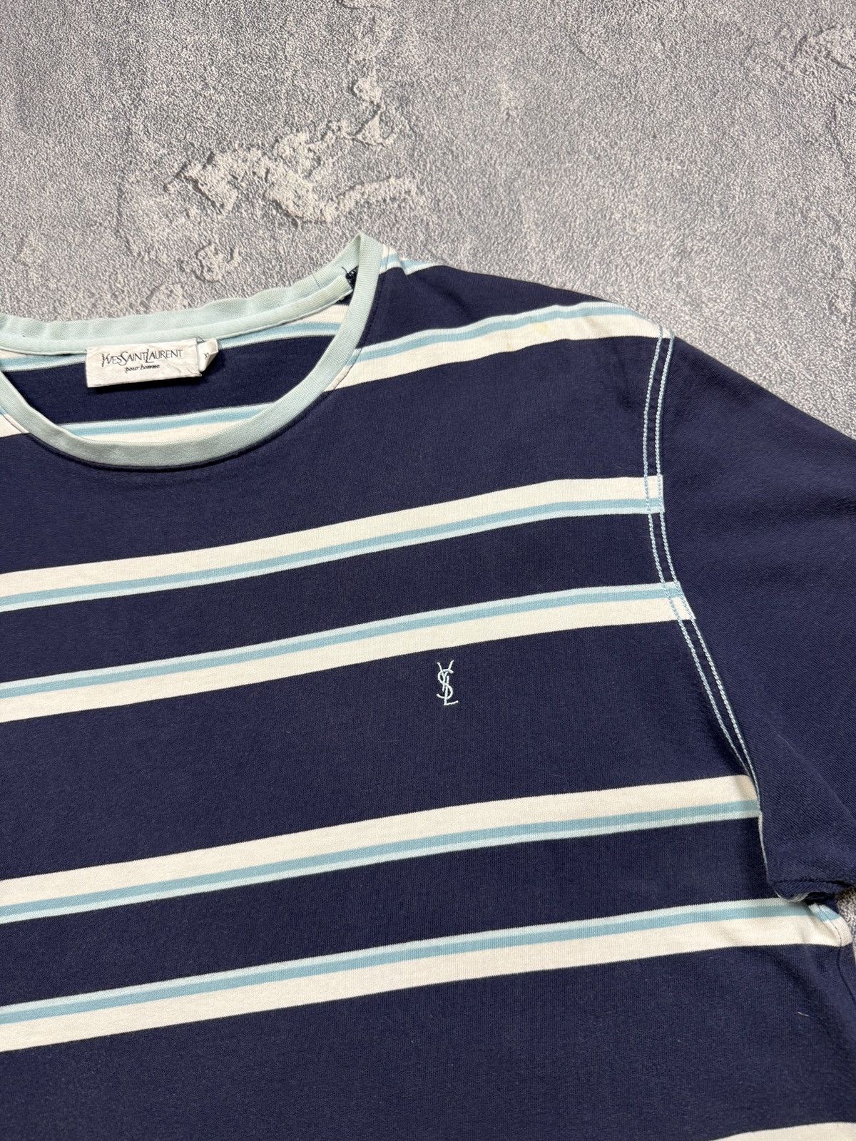 Yves Saint Laurent Vintage Yves Saint Laurent YSL Striped Tee Shirt Size US XL / EU 56 / 4 - 3 Thumbnail