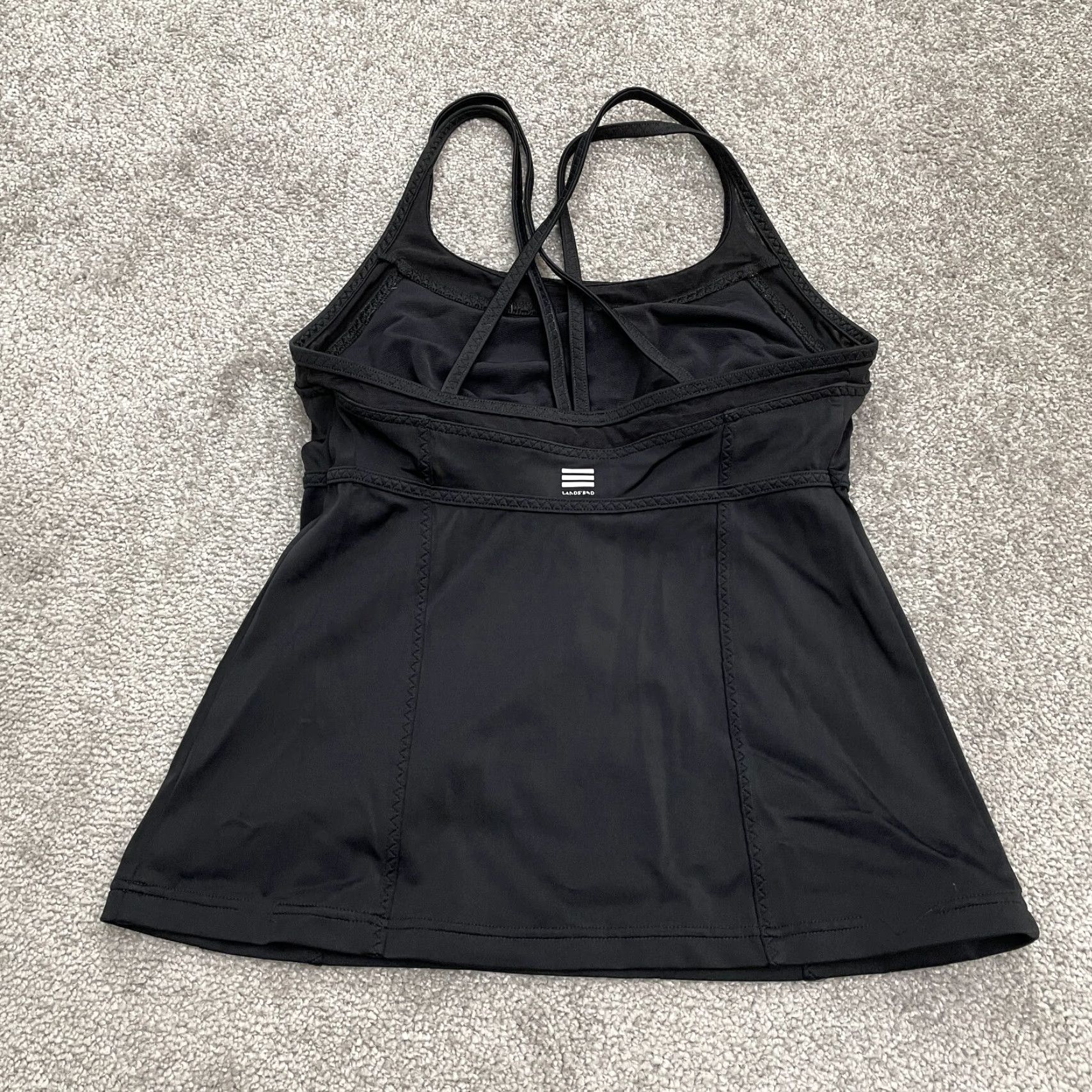 Lands' End Lands' End Tankini Womens 6 Black Racerback Scoop Neck Beach Swimming Size ONE SIZE - 4 Thumbnail