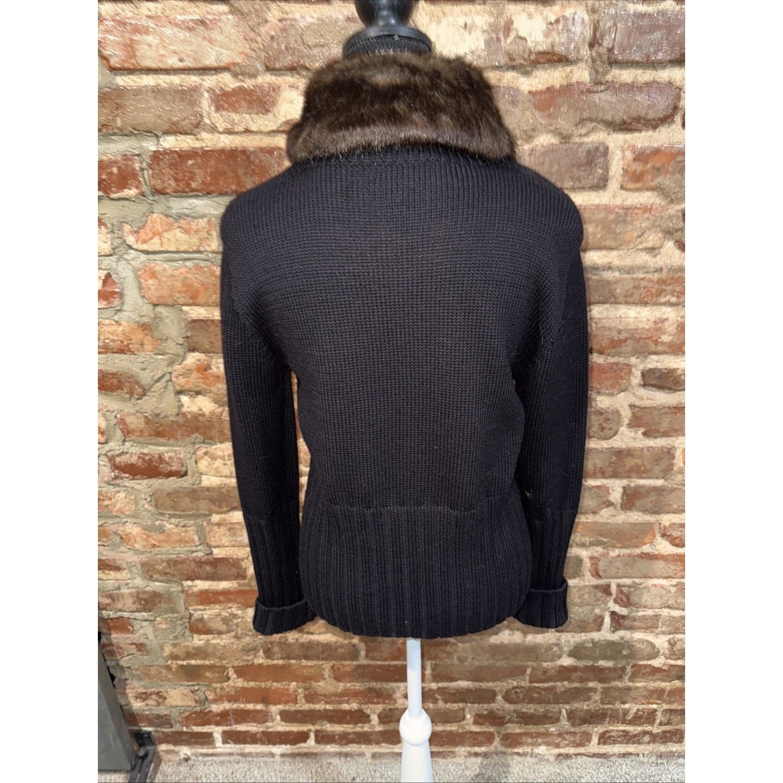 Other Willismith Women’s Black Sweater Faux Fur Merino Wool Sz M Size M / US 6-8 / IT 42-44 - 5 Thumbnail