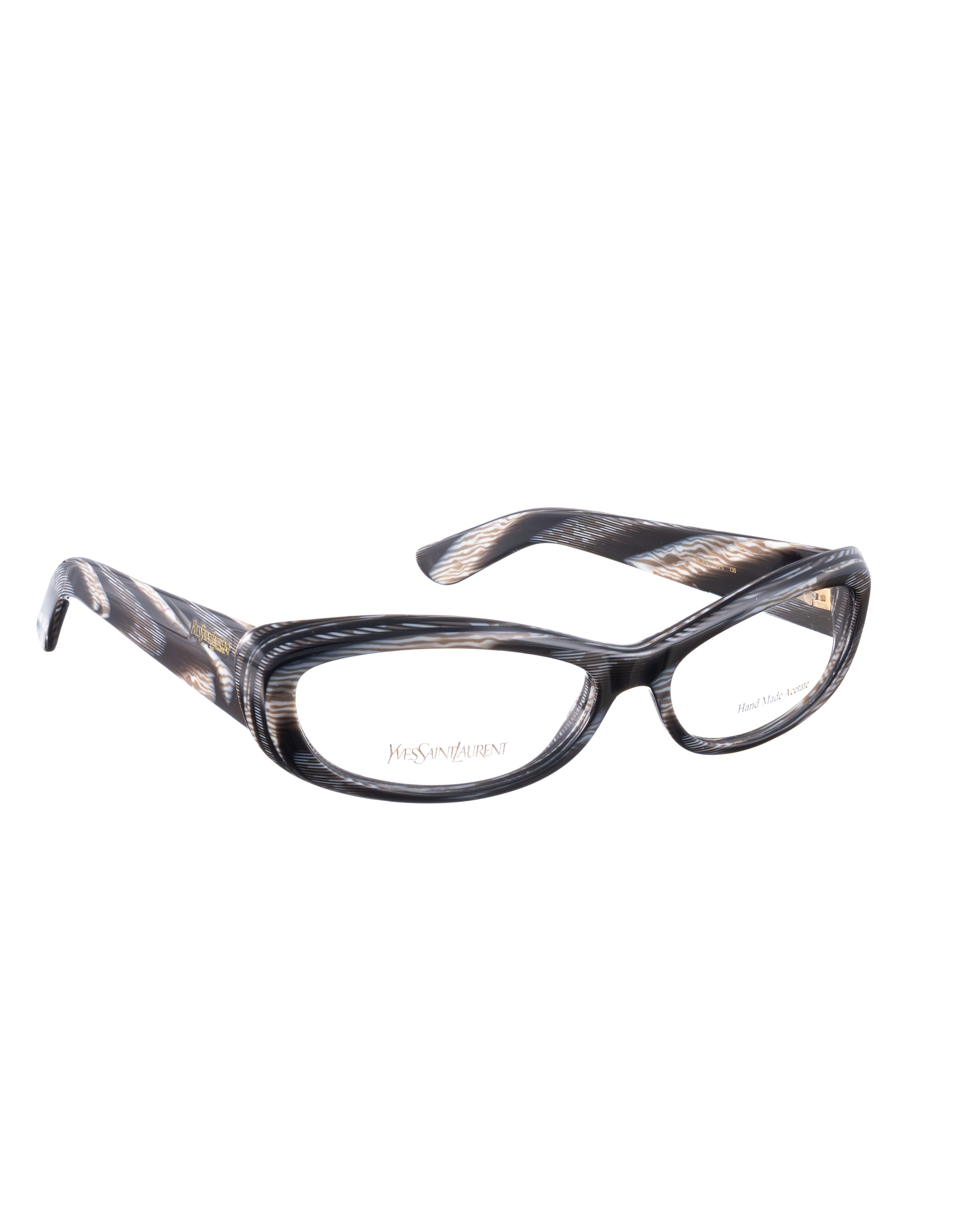 Saint Laurent Paris Yves Saint Laurent 00s Abstract Grey Cat Eye Glasses Size ONE SIZE - 1 Thumbnail