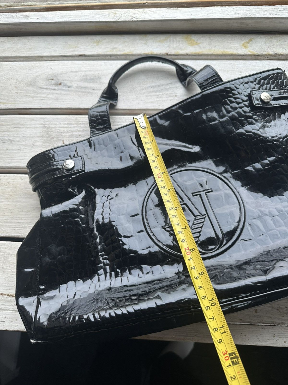 Armani 🚨ARMANI JEANS TOTE BAG VINTAGE BLACK LOGO Size ONE SIZE - 12 Thumbnail