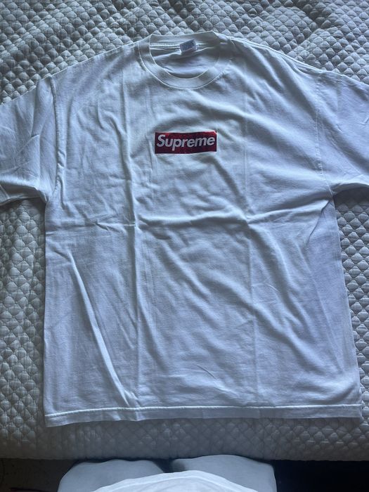 Supreme Supreme Holographic Box Logo Tee Red On White Grailed