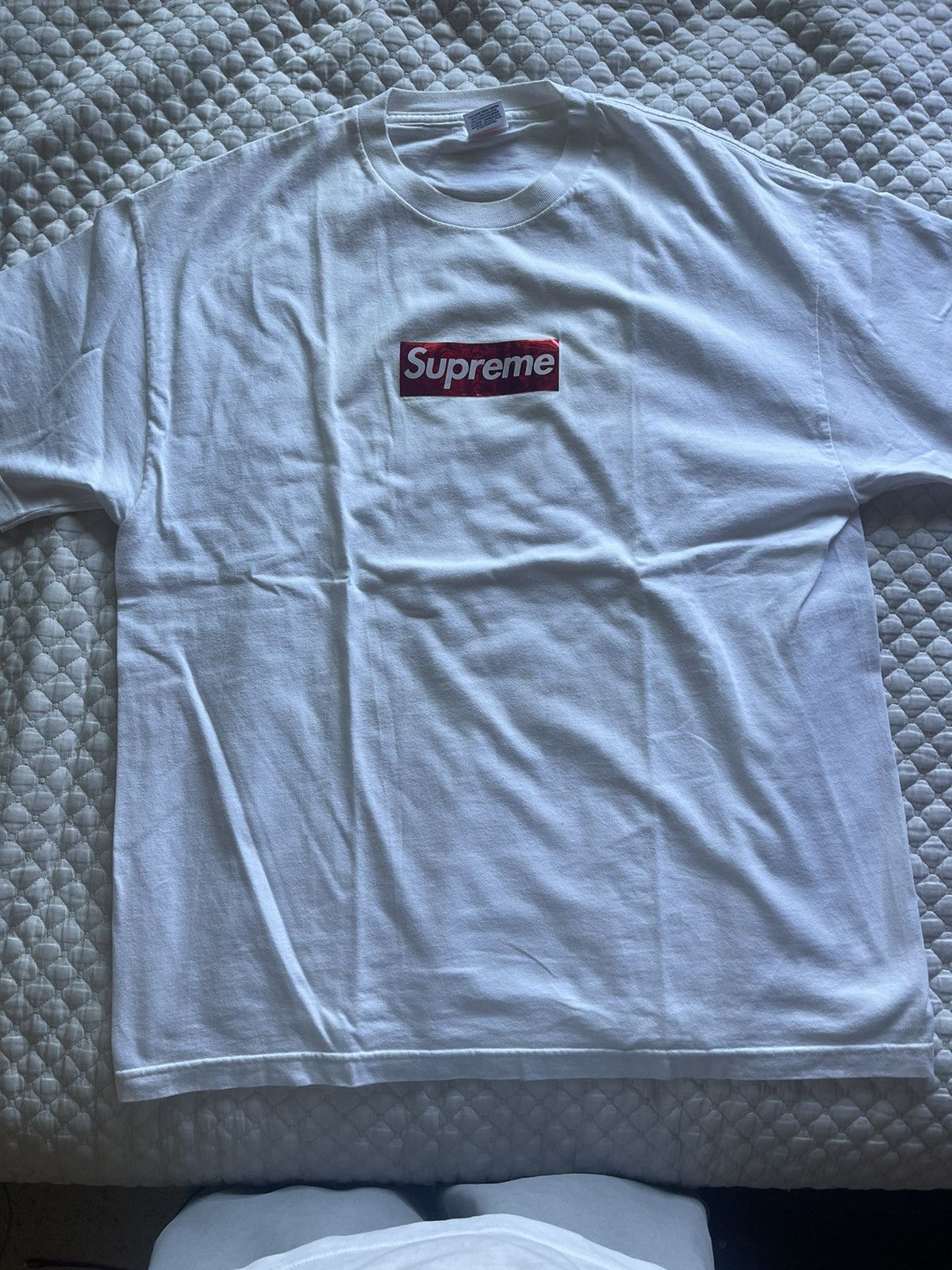 image of Supreme Holographic Box Logo Tee Red On White, Men's (Size XL)