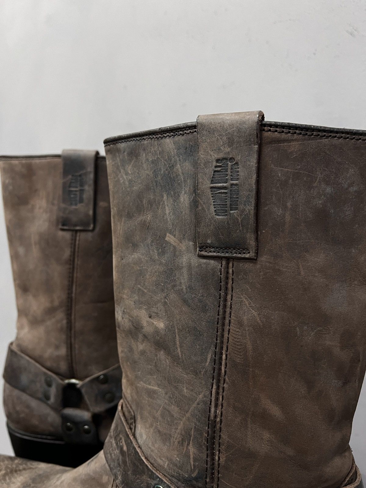 Western Rise 90s western cowboy brown leather boots harley davidson style Size US 11 / EU 44 - 11 Thumbnail