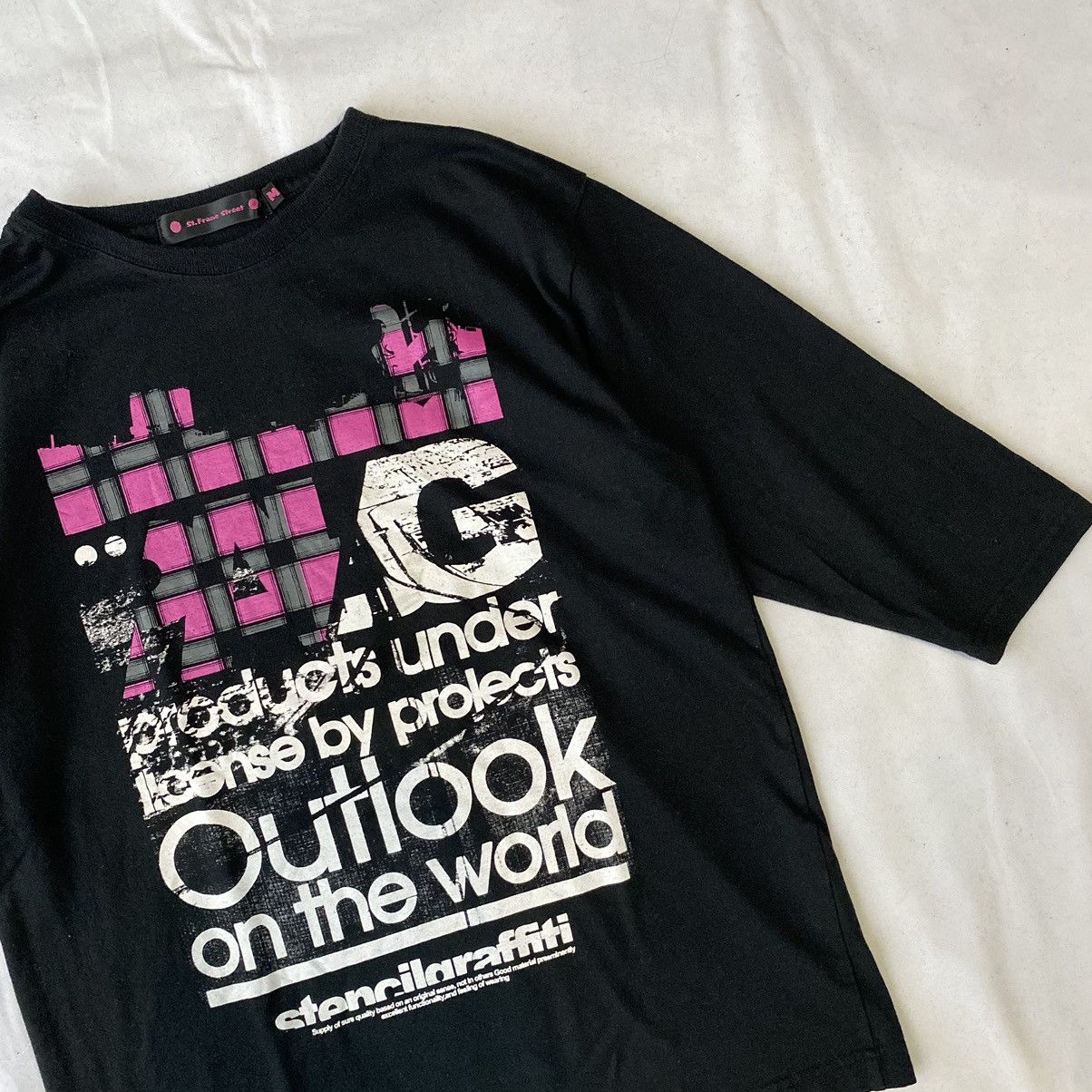 If Six Was Nine × Japanese Brand Stencil Graffiti Japanese Streetwear 3/4 Sleeve Tees Size US M / EU 48-50 / 2 - 4 Thumbnail