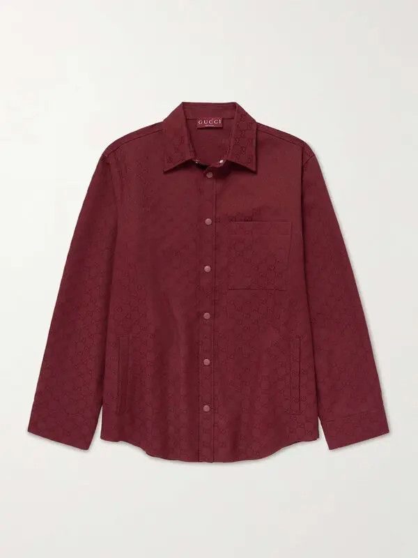 Gucci o1la5ras0626 GG Canvas Shirt in Burgundy Size US L / EU 52-54 / 3 - 1 Thumbnail
