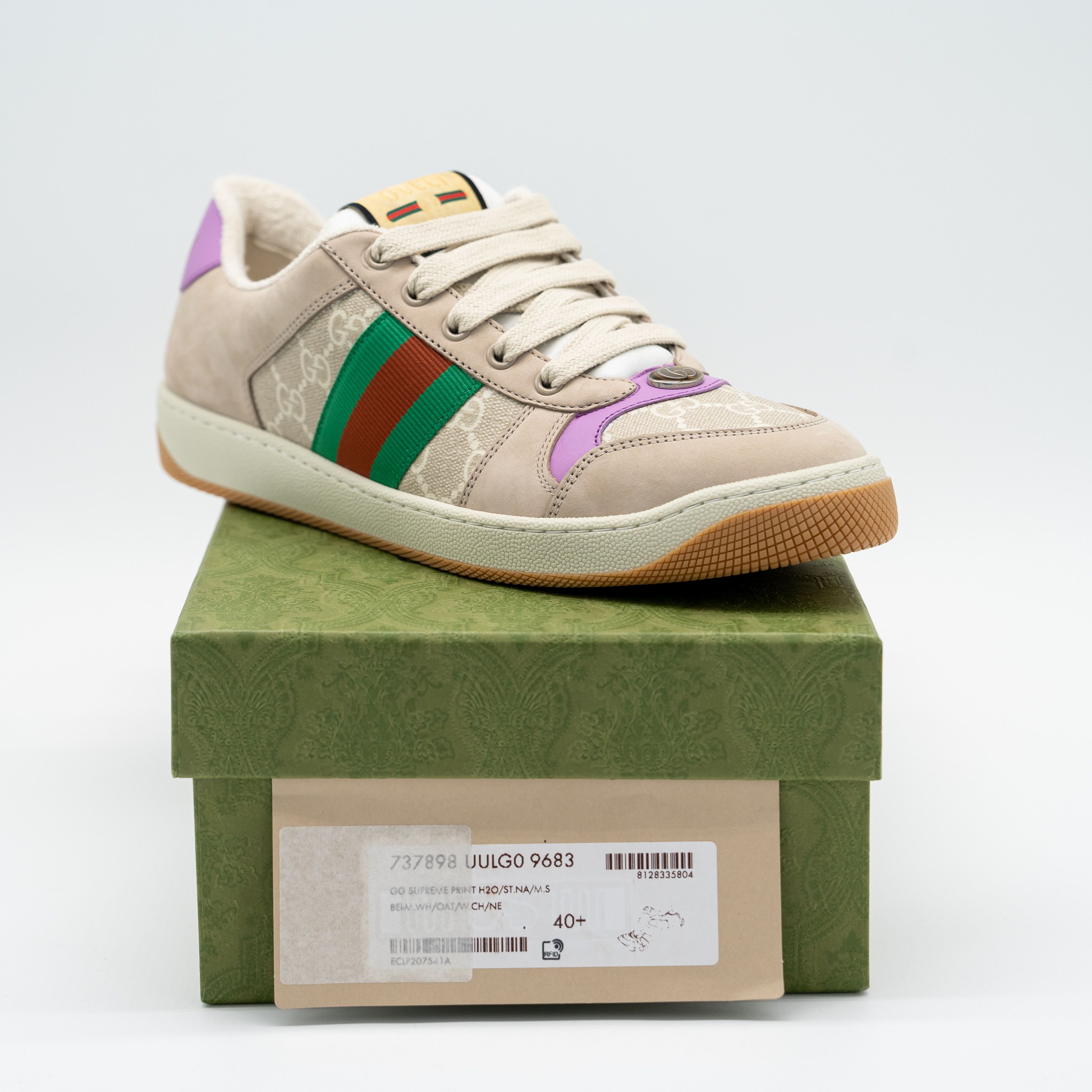 Gucci 10.5us Gucci Screener GG Beige Purple Sneakers Web Canvas Size US 10.5 / IT 40.5 - 15 Thumbnail
