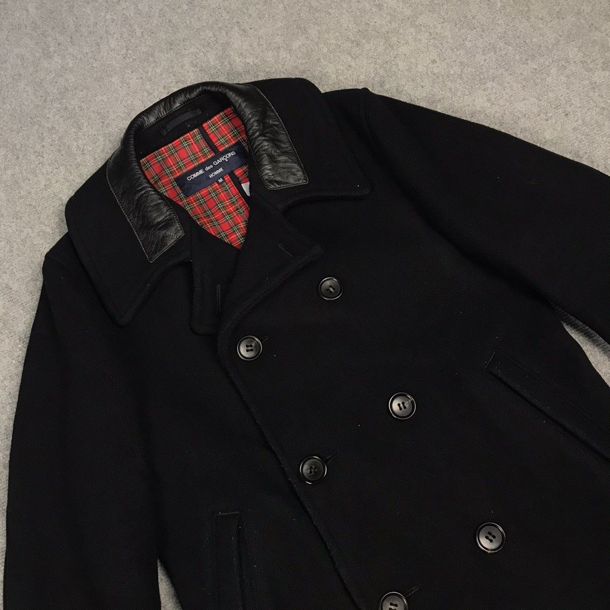 Comme des Garcons × Comme des Garcons Homme COMME DES GARÇONS WOOL JACKET LEATHER COLLAR Size US M / EU 48-50 / 2 - 5 Thumbnail