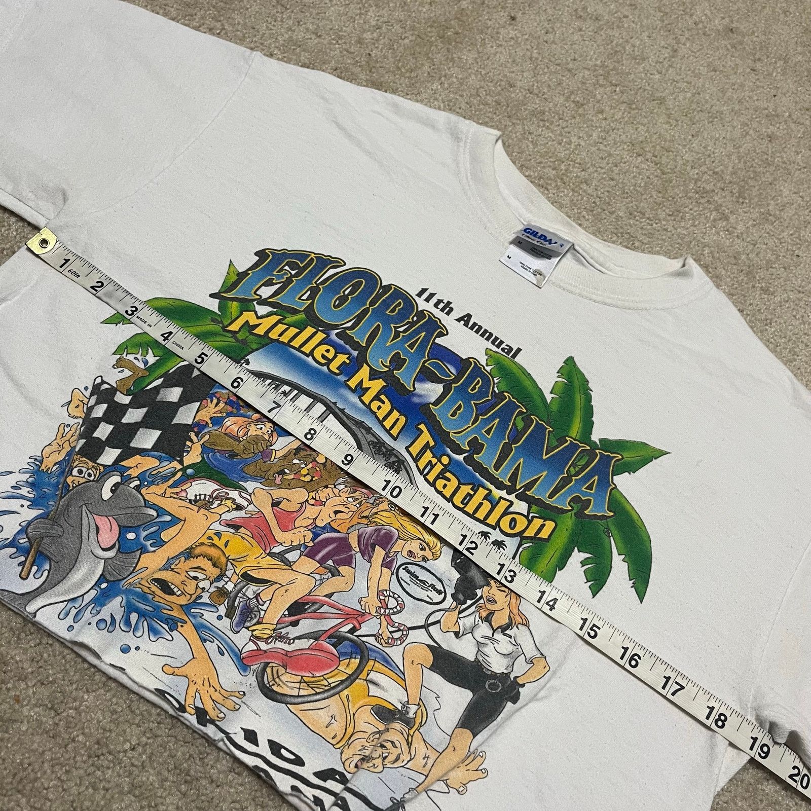 Gildan Flora-Bama Mullet Man Graphic T-Shirt Cropped Funny Cartoon Size US M / EU 48-50 / 2 - 6 Thumbnail