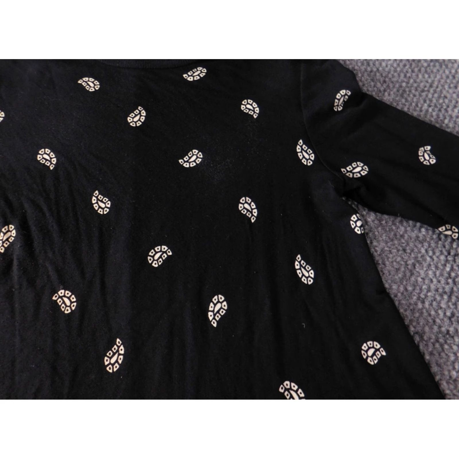 Loft LOFT Dress A-Line Womens Medium Black Geometric Rayon Stretch Knee Length Long Sleeve Scoop Neck Pullover Regular Size M Fashion Size M / US 6-8 / IT 42-44 - 4 Thumbnail