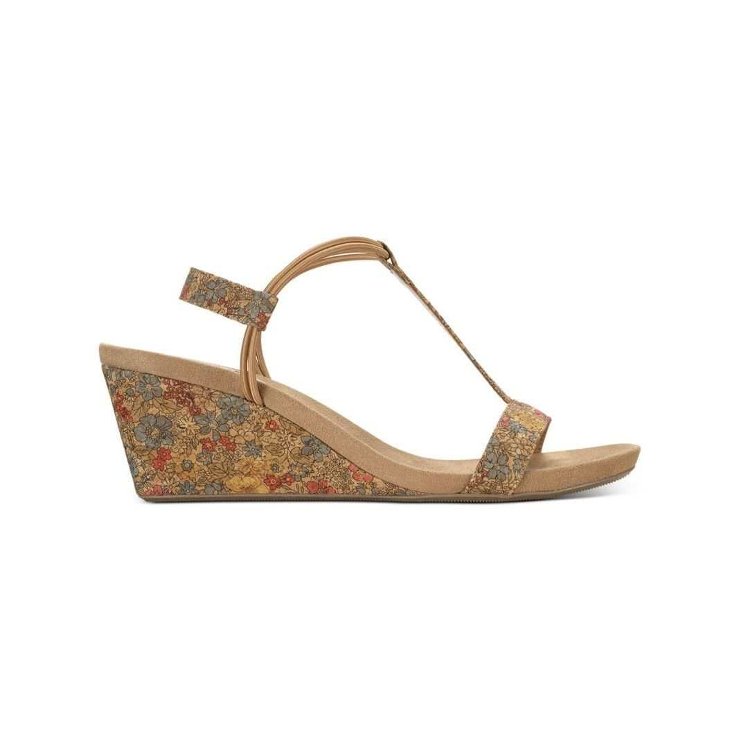 Other Style & Company Beige Floral T-Strap Wedge Slip On Slingback Size US 11 / IT 41 - 3 Thumbnail