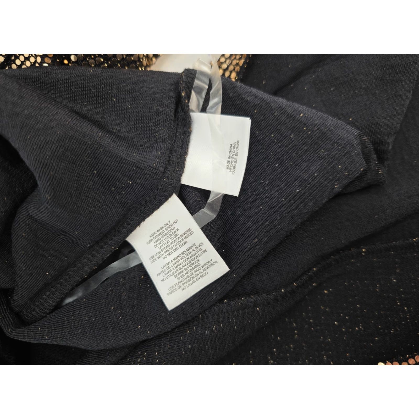 Kasper Kasper Blouse - Women’s Shine Dot Ruffle SLV - Black/Gold - Petite XL - 3/4 Sleeve - Round Neck - Pullover - NWT Size XL / US 12-14 / IT 48-50 - 7 Thumbnail
