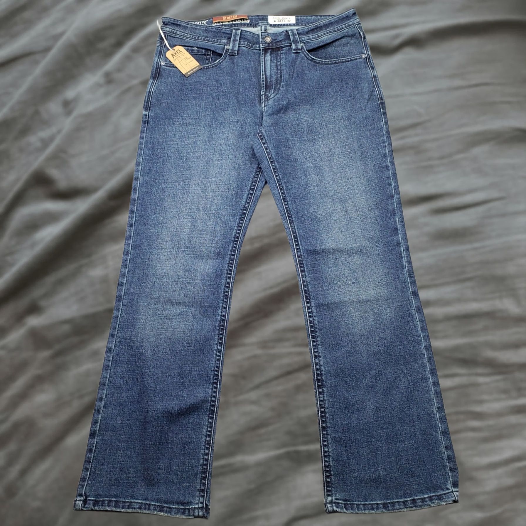 Vintage Axel Mens Jeans Main Point: Slim Boot Jeans Mens 34x32 Blue Stretch Contrast Stitch Dark Stitch Pocket Shirt? Size US 34 / EU 50 - 1 Thumbnail
