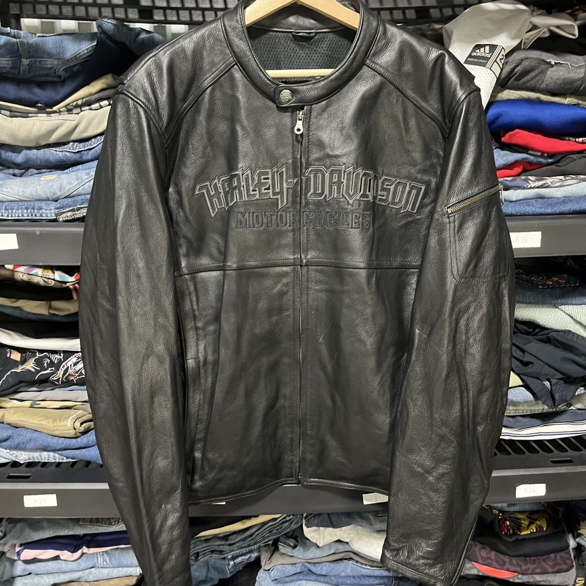 Harley Davidson VINTAGE HARLEY DAVIDSON AURORAL SKULL GRUNGE LEATHER JACKET Size US XL / EU 56 / 4 - 4 Thumbnail