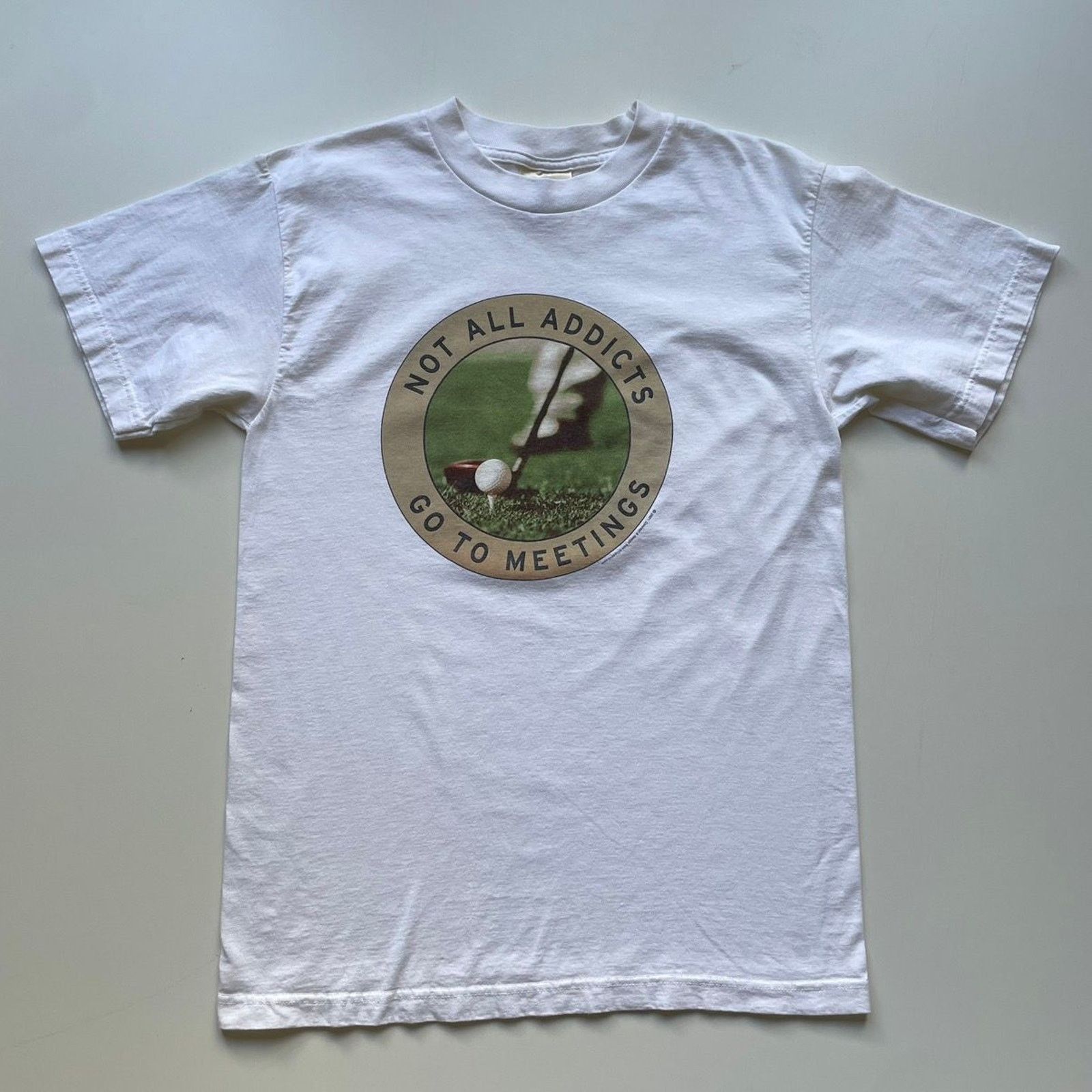 Vintage Vintage 90s Addict Golfing Golf Funny T Shirt Medium White Size US M / EU 48-50 / 2 - 1 Thumbnail
