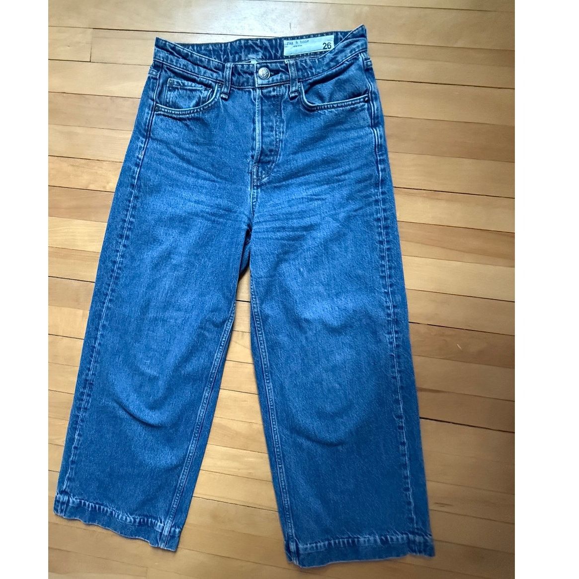 Rag & Bone Rag & Bone High-Rise Wide-Leg Jeans Blue - Size 26 EUC Size 26" / US 2 / IT 38 - 1 Thumbnail