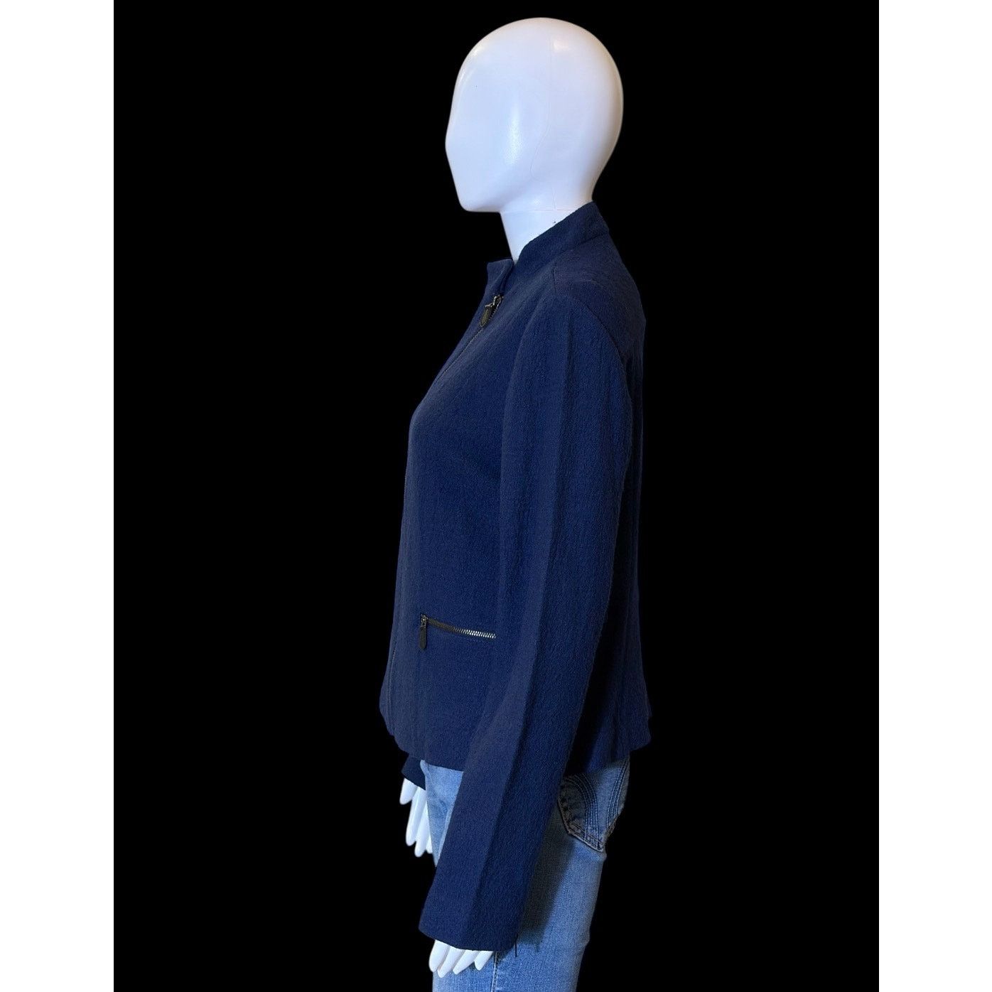 Talbots Talbots Coat Jacket Navy Blue Wool Blend Full Zip Pockets Size M / US 6-8 / IT 42-44 - 4 Thumbnail
