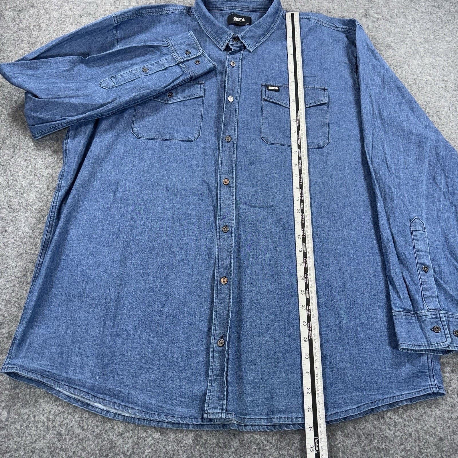 Other Ghost Lifestyle Long Sleeve Blue Denim Button Shirt Mens XXL Size US XXL / EU 58 / 5 - 7 Thumbnail