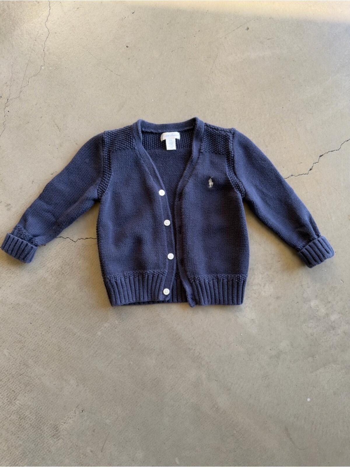 Polo Ralph Lauren Ralph Lauren / Cotton Knit Cardigan Sweater / Navy / 24M Size US XXS / EU 40 - 2 Thumbnail