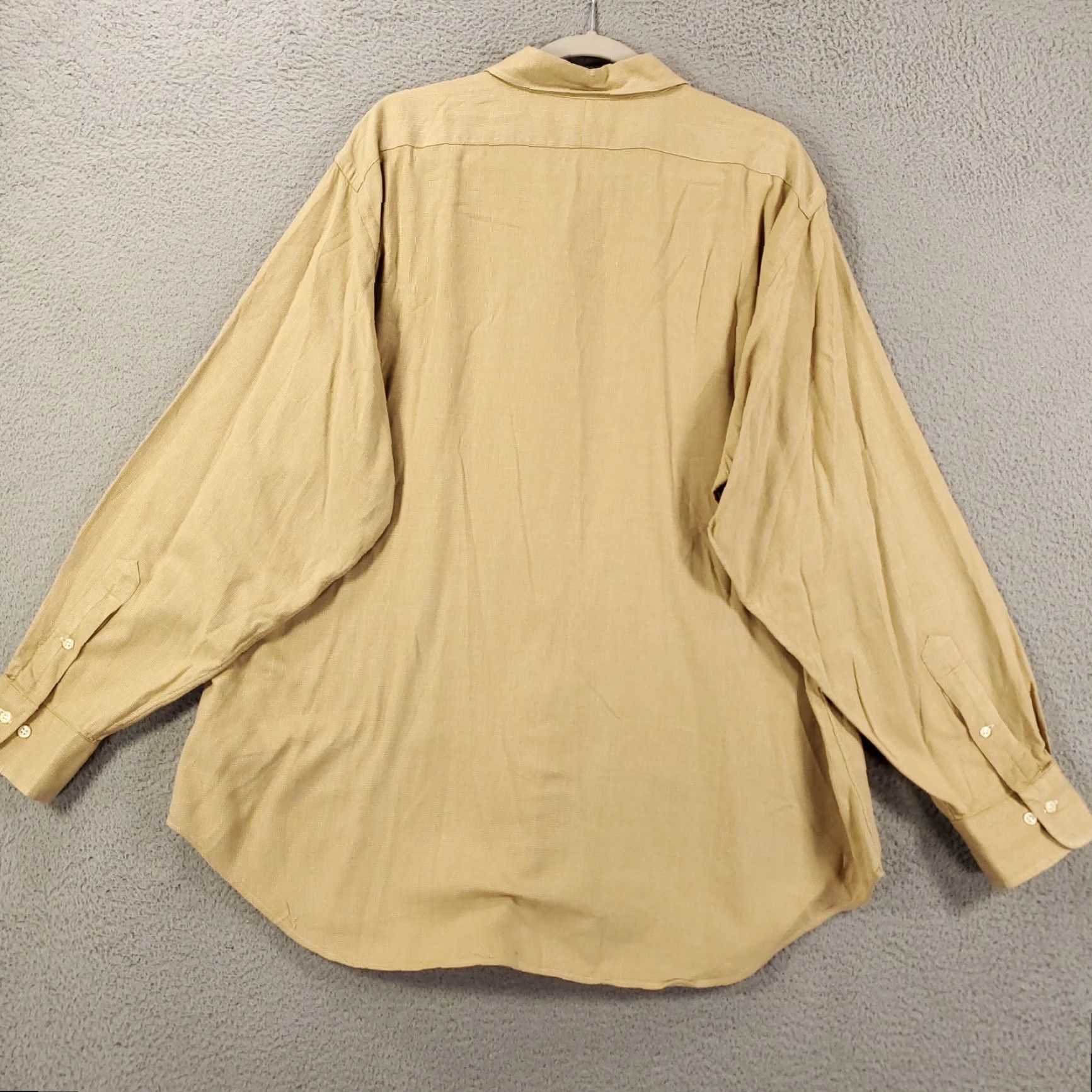Polo Ralph Lauren VINTAGE Polo Ralph Lauren Warwick Shirt Mens 17 Tan Beige Cotton Button-Up Long Sleeve Collared Pockets Size US XL / EU 56 / 4 - 6 Thumbnail