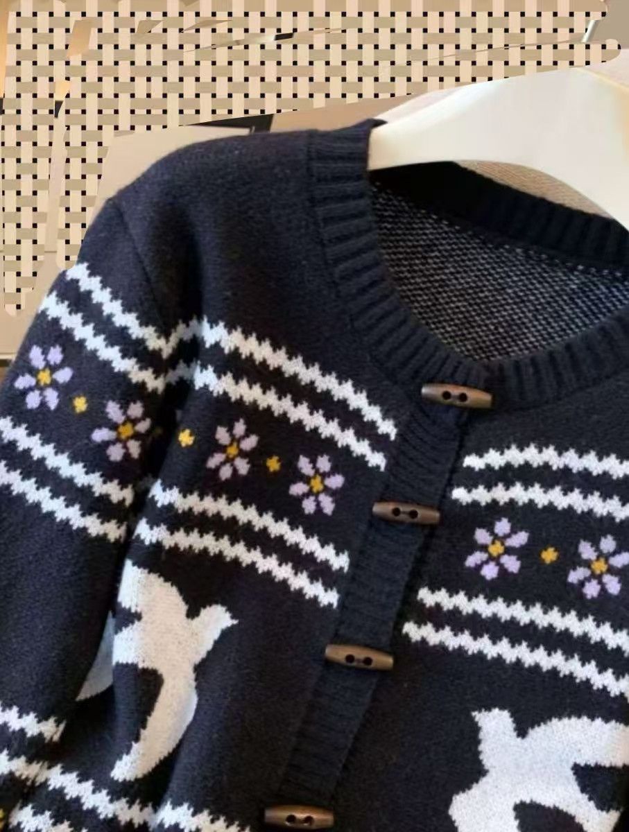 Vintage Loose-fit printed cardigan jumper Size US M / EU 48-50 / 2 - 2 Thumbnail