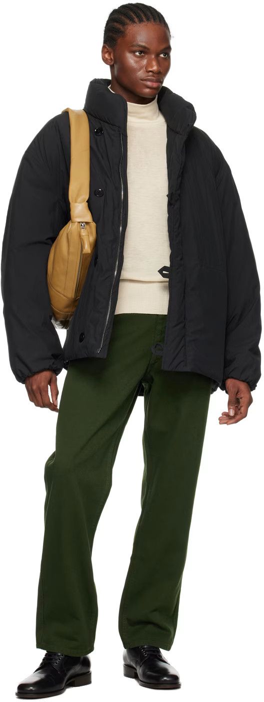image of Lemaire Black Funnel Neck Jacket (48/m), Men's (Size Medium)