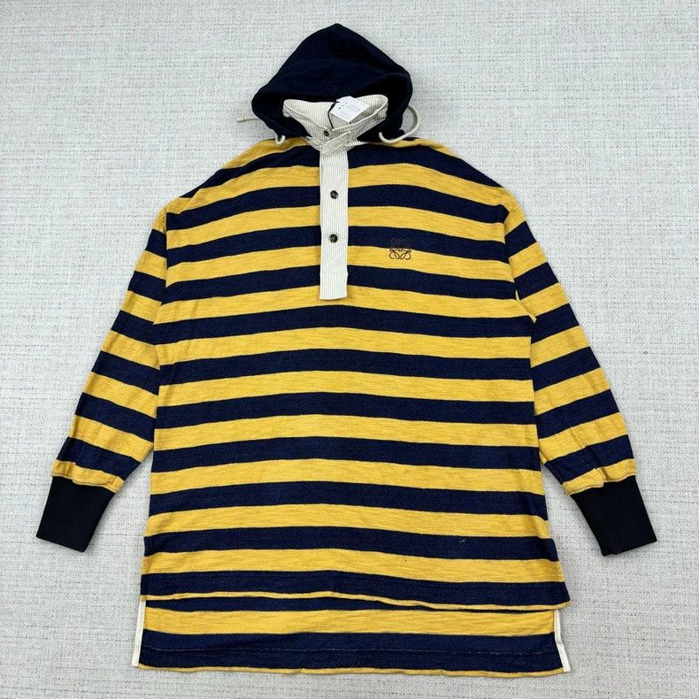LOEWE Long striped embroidered logo hoodie