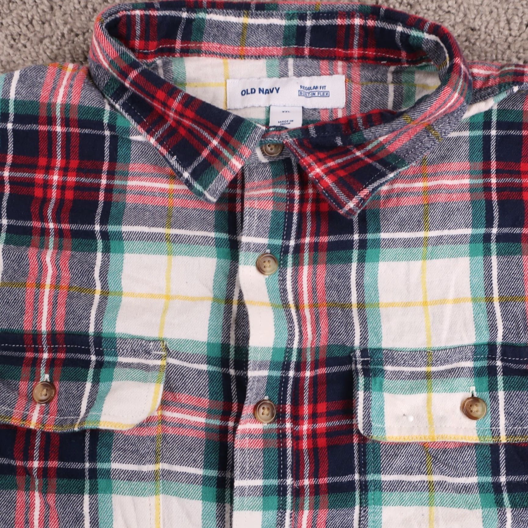 Old Navy Old Navy Flannel Shirt Men's 2XL Multicolor Plaid Long Sleeve Size US XXL / EU 58 / 5 - 4 Thumbnail