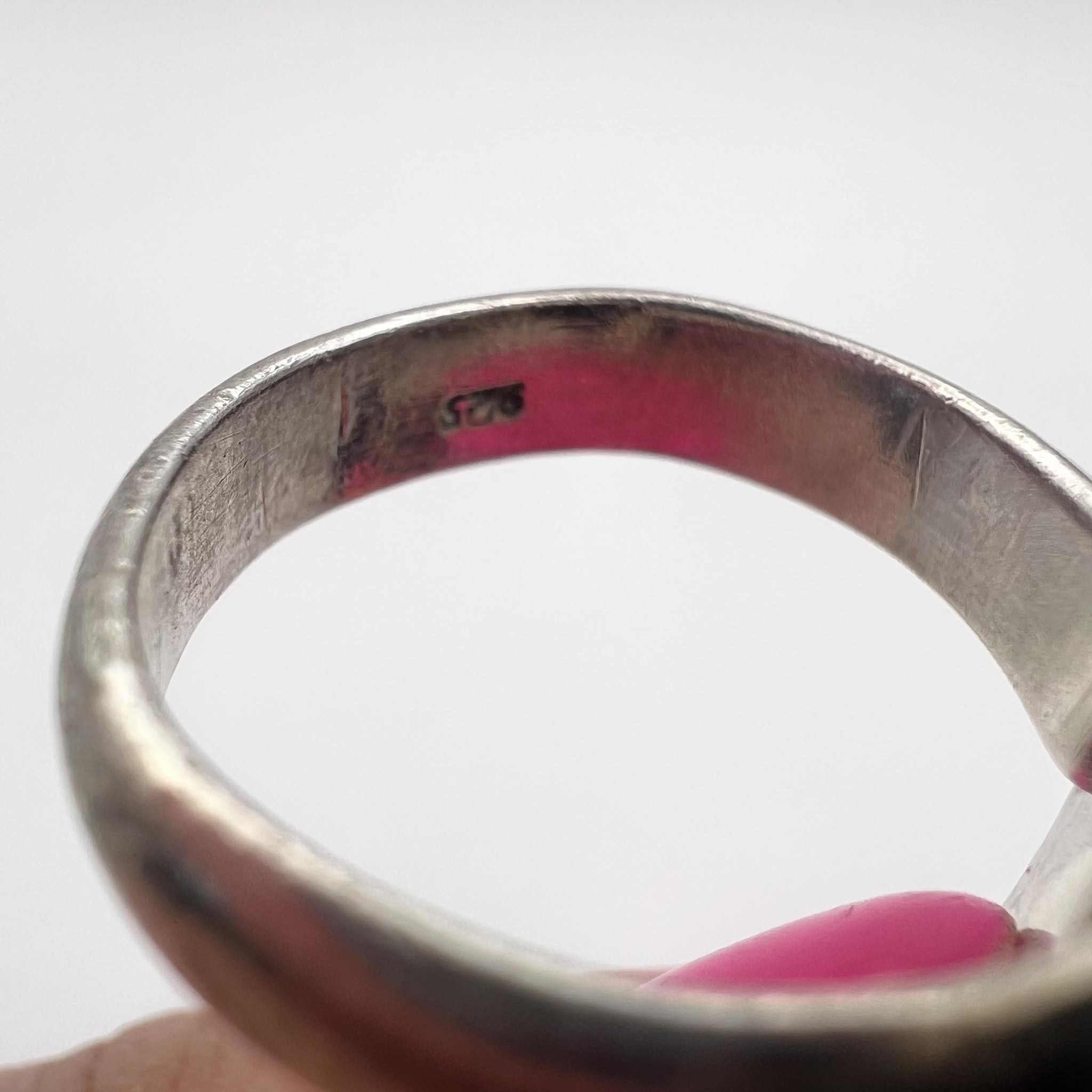 Huge Sterling Silver 925 Ring Natural Black Onyx Size 7