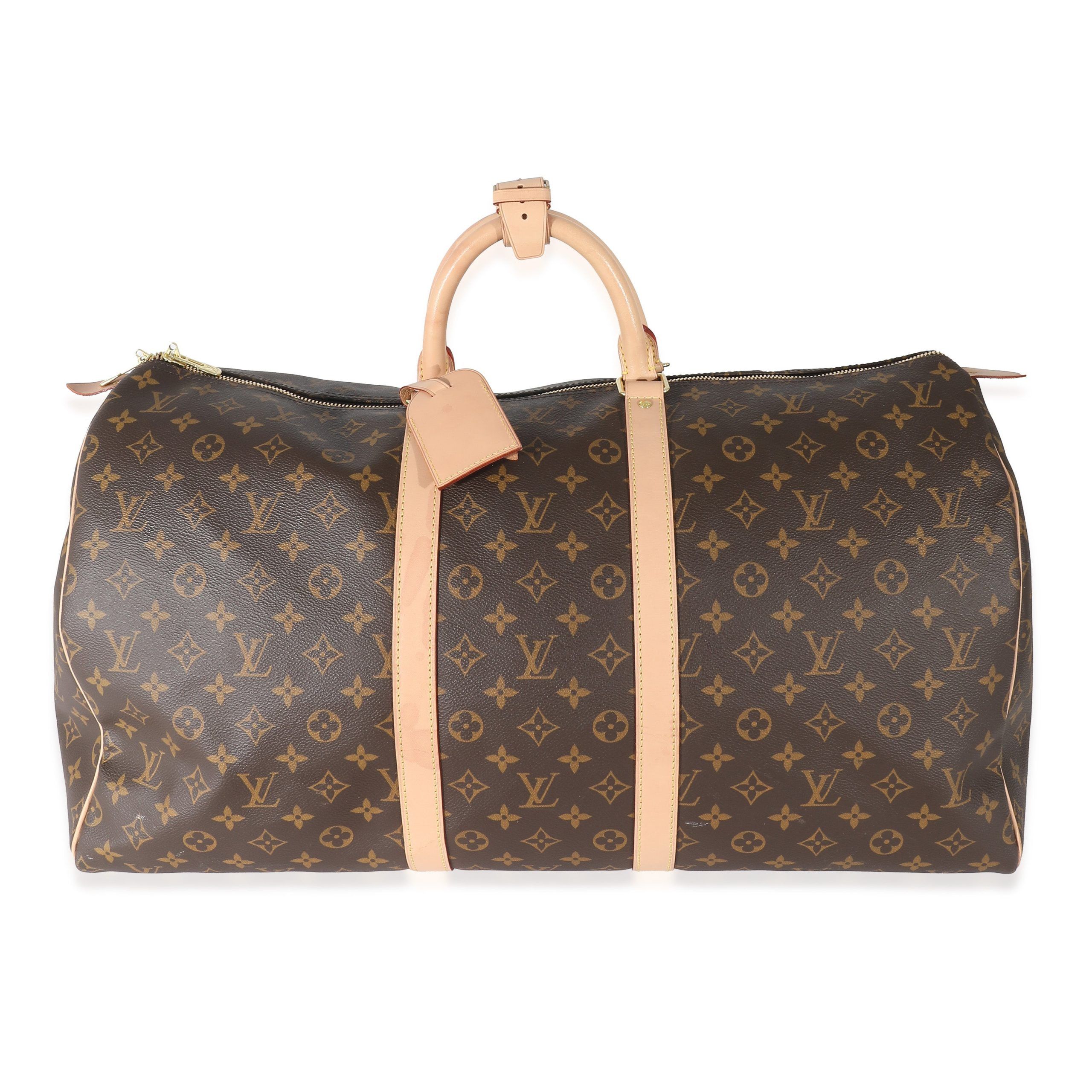 image of Louis Vuitton Monogram Canvas Keepall 55 in Brown, Women's
