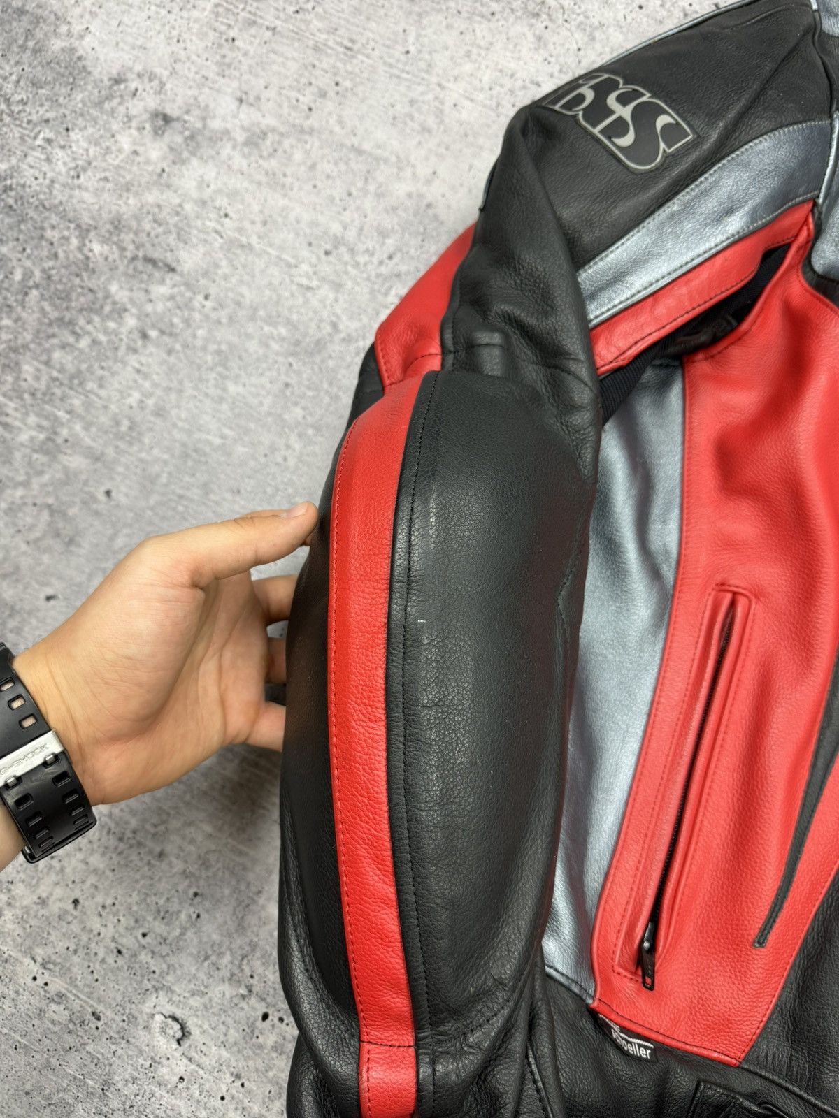 Genuine Leather × Vintage Vintage IXS Y2K Leather Reflective Racing Moto Bomber Jacket Size US M / EU 48-50 / 2 - 13 Thumbnail