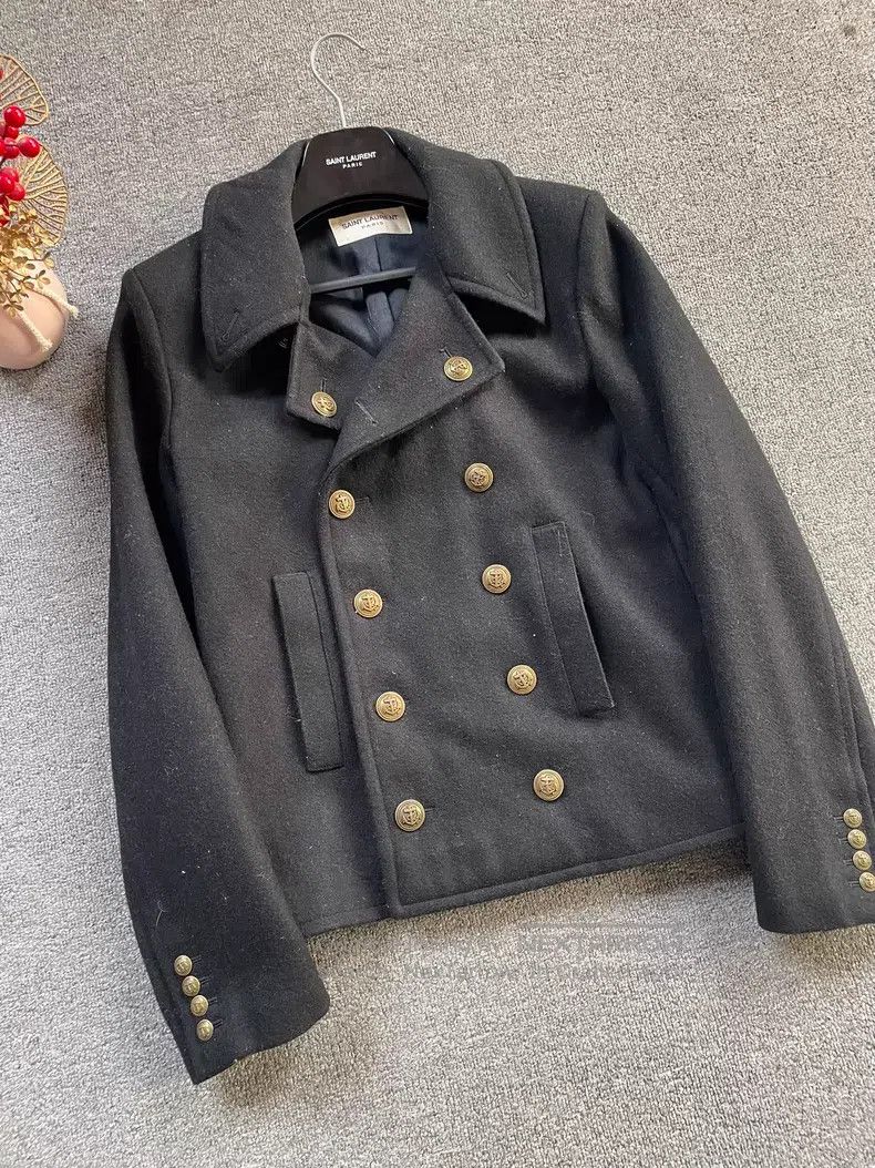 Saint Laurent Paris Saint Laurent Paris Navy Double-breasted Jacket with Gold Size US M / EU 48-50 / 2 - 3 Thumbnail