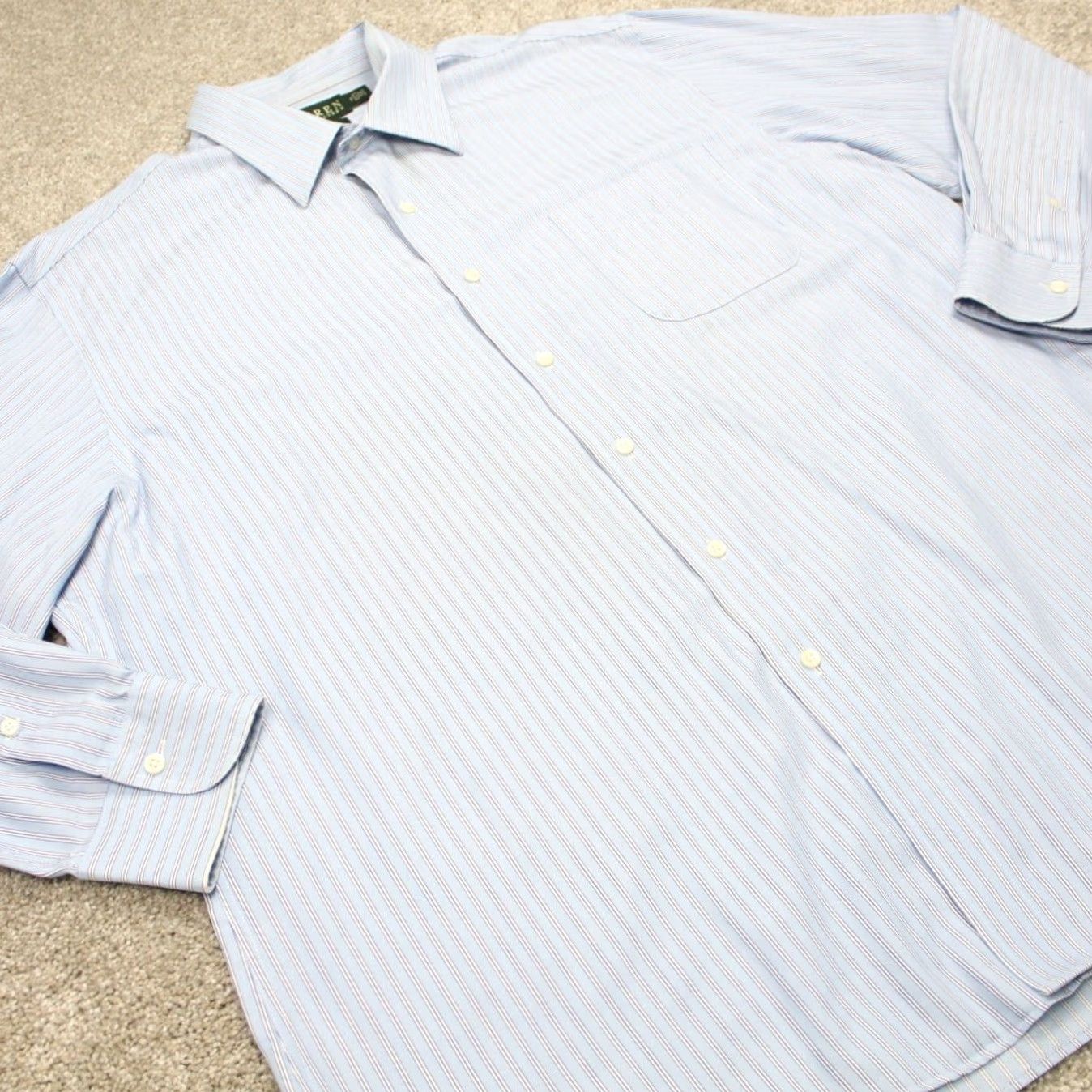 Ralph Lauren LAUREN Ralph Lauren Dress Shirt Mens 17 34/35 Blue Non-Iron 100% Cotton L/S Striped Shirt Men Size 17, 34/35 Blue Classic, Preppy Mens Shirt Size 46R - 5 Thumbnail