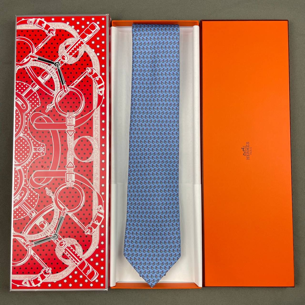 image of Hermes Paris Silk Tie 606045 Oa Spinning Top in Blue, Men's